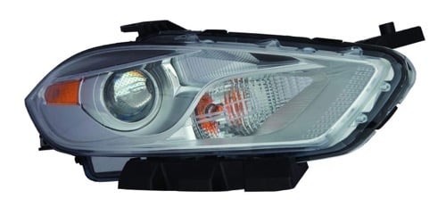 Right (Passenger) Front Headlight Assembly Replacement Housing/Lens/Cover for Dodge DaRight, 2013 - 2015, Halogen, Chrome Trim,  68081388AL, Replacement