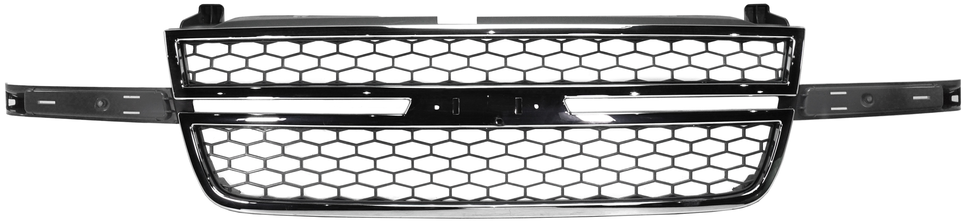 Honeycomb Grille for Chevrolet Silverado 2500HD/3500, Chrome/Gray, Without Center Bar (2003-2006, Includes 2007 Classic), Replacement