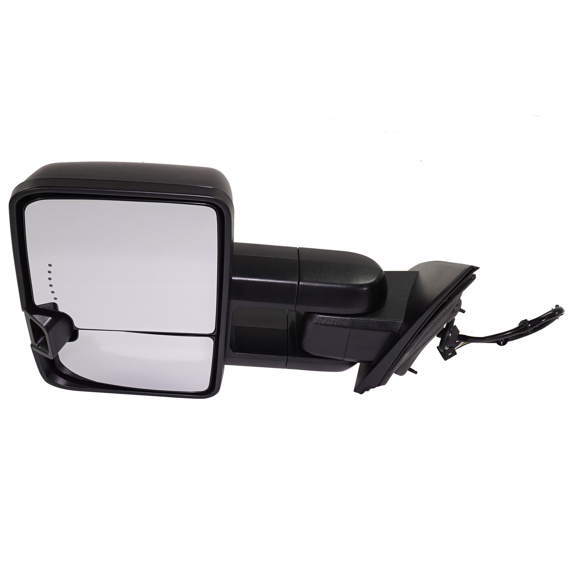Towing Mirror Left (Driver) for Chevrolet Silverado/GMC Sierra 1500, 2014-2018, Power, Manual Folding, Heated, Textured, Includes 2019 1500 LD/Sierra 1500 Limited, with Amber LED Signal Light, Replacement