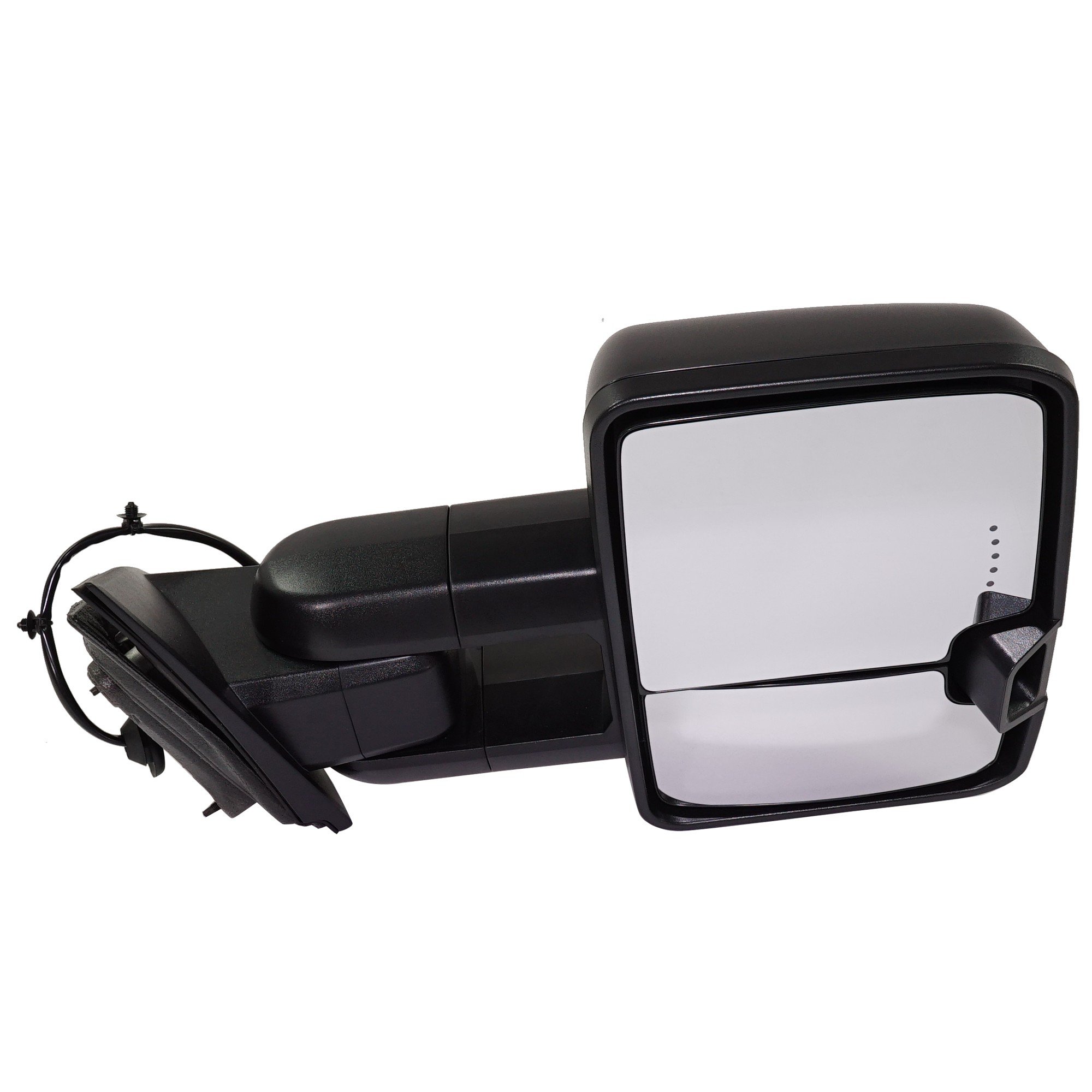 Towing Mirror for Chevrolet Silverado/GMC Sierra 1500 (2014-2018), Right (Passenger), Power, Manual Folding, Heated, Textured, Includes 2019 Silverado 1500 LD/Sierra 1500 Limited, Trailer with Amber In-Housing LED Signal Light, Replacement