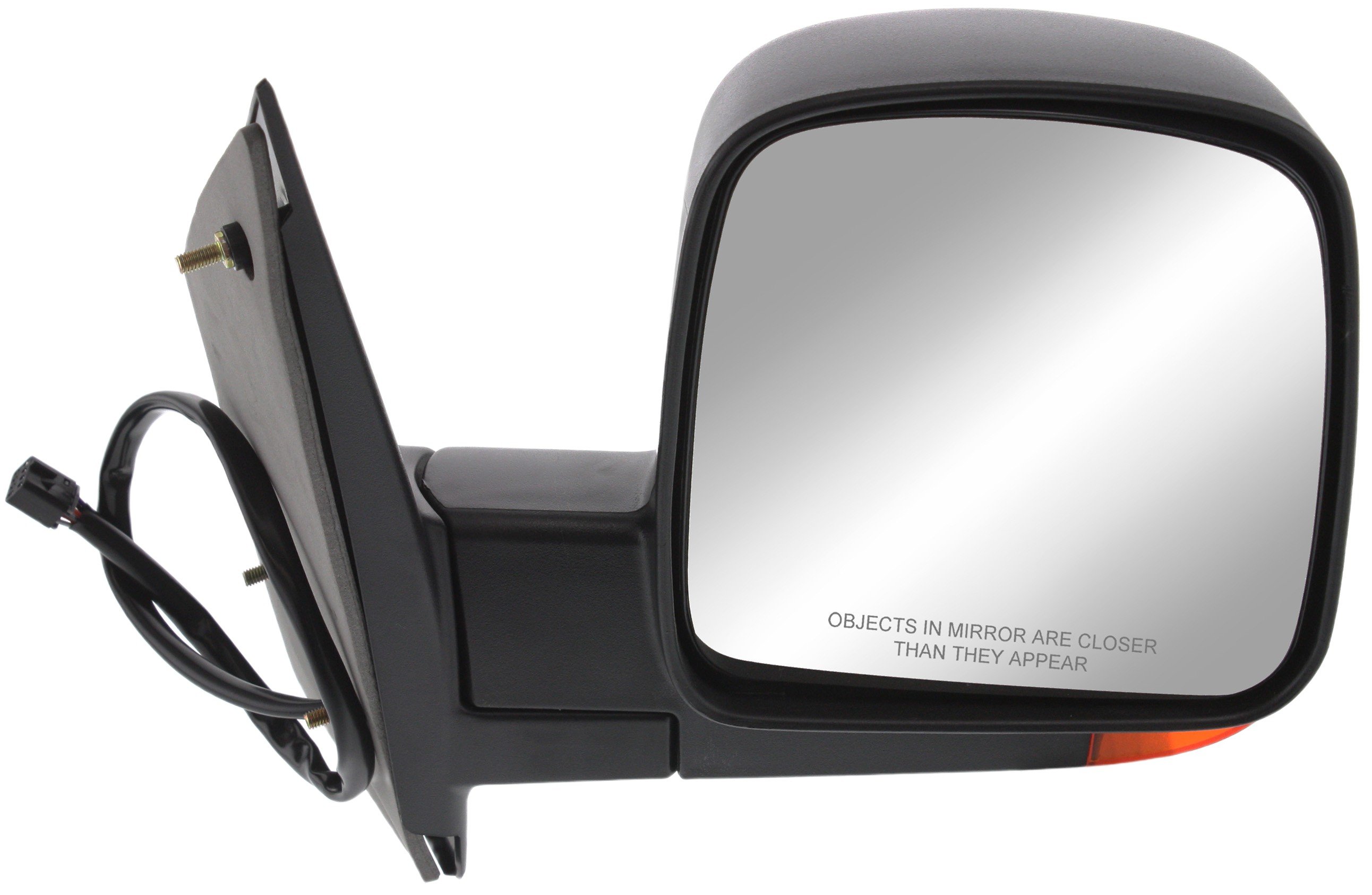 Right (Passenger) Side Mirror for Chevrolet Express/GMC Savana Van 2003-2007, Non-Towing, Power Adjustable, Manual Folding, Heated, Textured, Standard Type, with Signal Light, Replacement