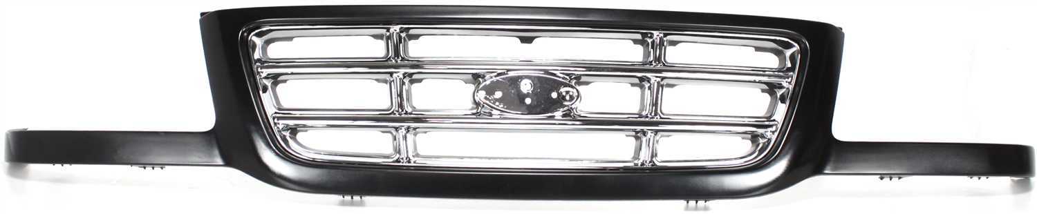 Grille Cross Bar Insert for Ford Ranger 2001-2003, Black Shell with Chrome Insert, Replacement