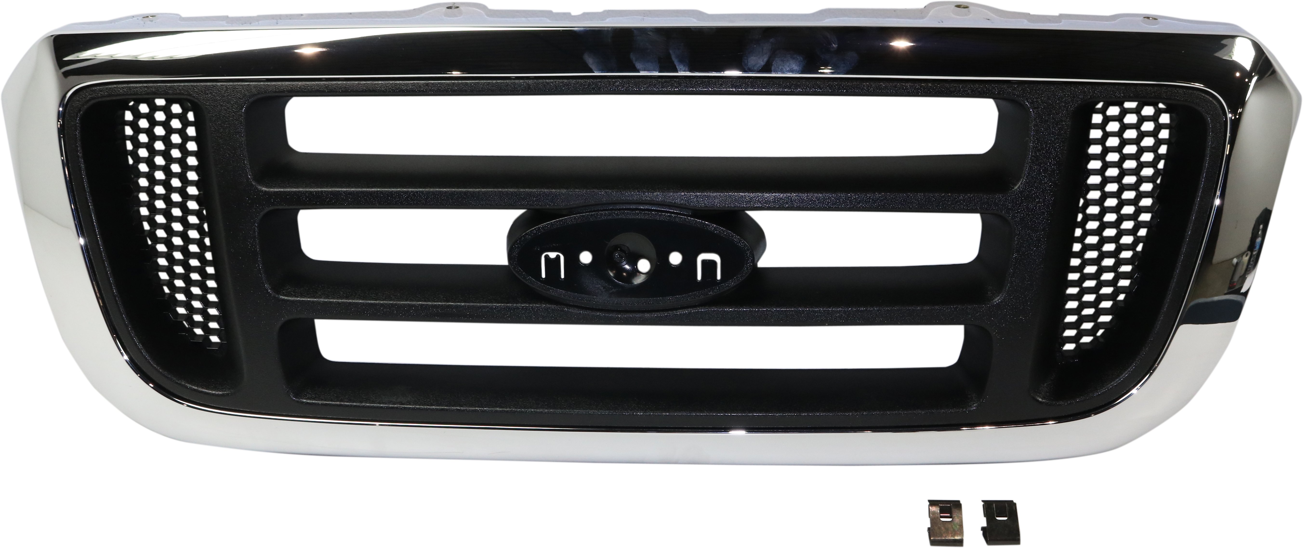 Grille for Ford Ranger 2004-2005, Horizontal Bar Insert, Chrome Shell/Painted Black Insert, 2WD (Two-Wheel Drive), for XL/XLT/Edge/Tremor Models, Replacement