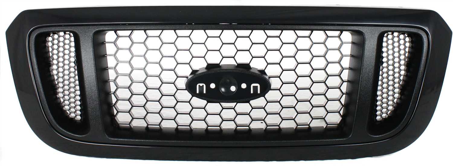 Honeycomb Insert Grille for Ford Ranger 2004-2005, Textured Black Shell/Painted Silver Insert, 4WD (Four-Wheel Drive), XL/XLT/Edge/FX4/Tremor Models, Replacement