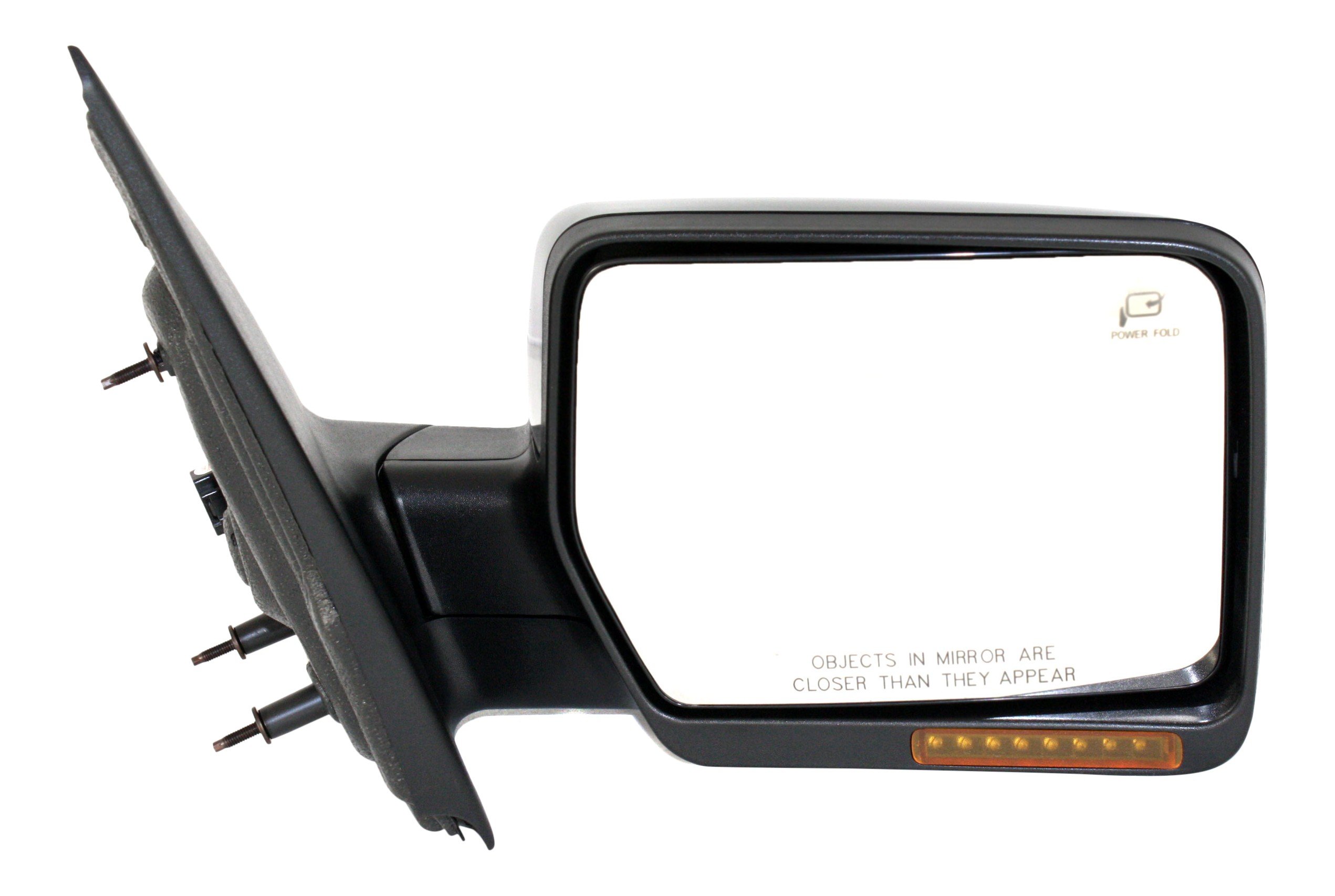 Power Folding Mirror for Ford F-150 2007-2008, Right (Passenger) Side, Non-Towing, Heated, Paintable, with In-Housing Signal Light and Memory, without Auto Dimming and Blind Spot Detection, Replacement