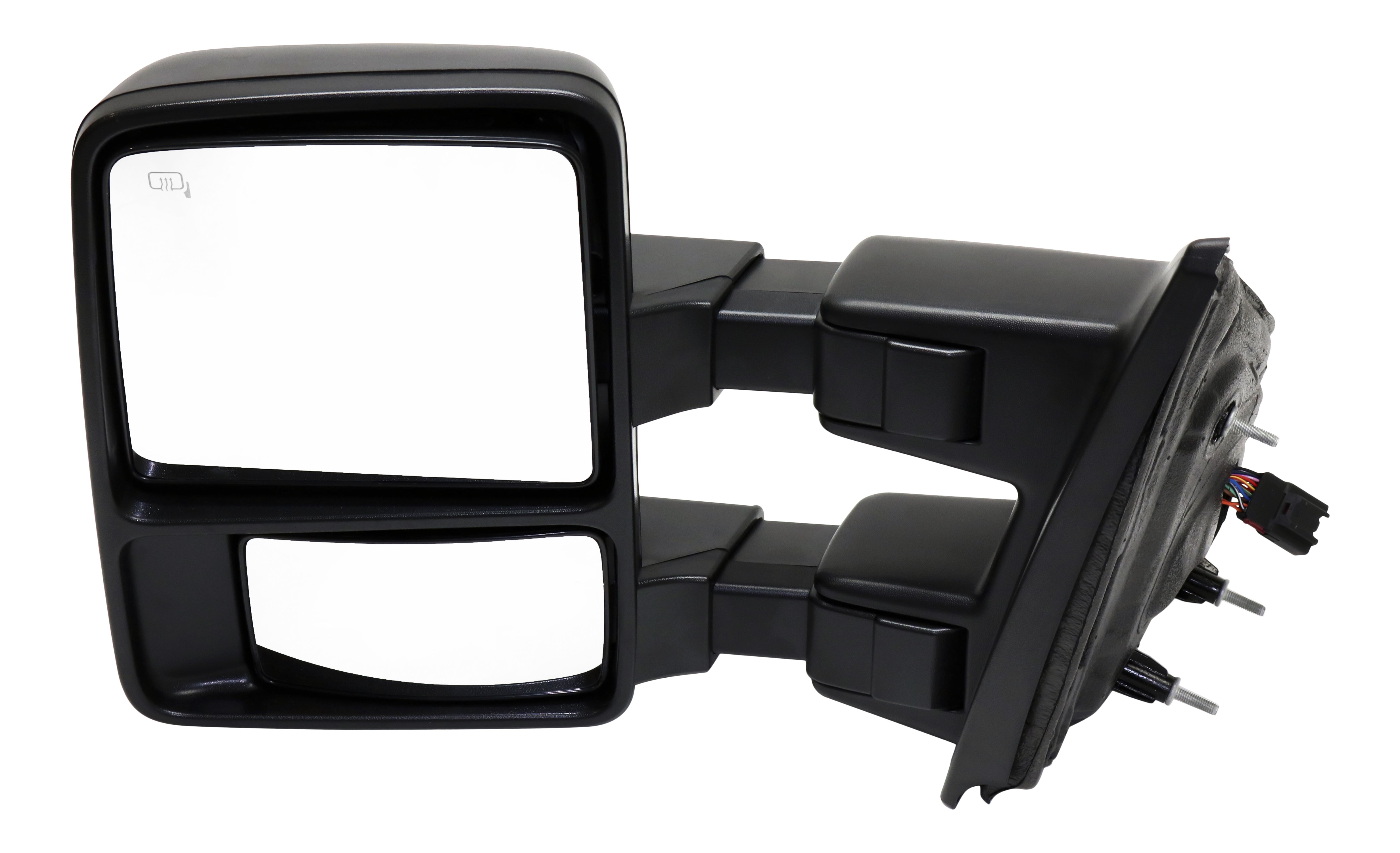 Towing Mirror Left (Driver) for Ford F-150 2013-2014, Power-Operated, Power Folding, Heated, Textured, with Memory and Signal Light, Excludes SVT Raptor Model, Replacement