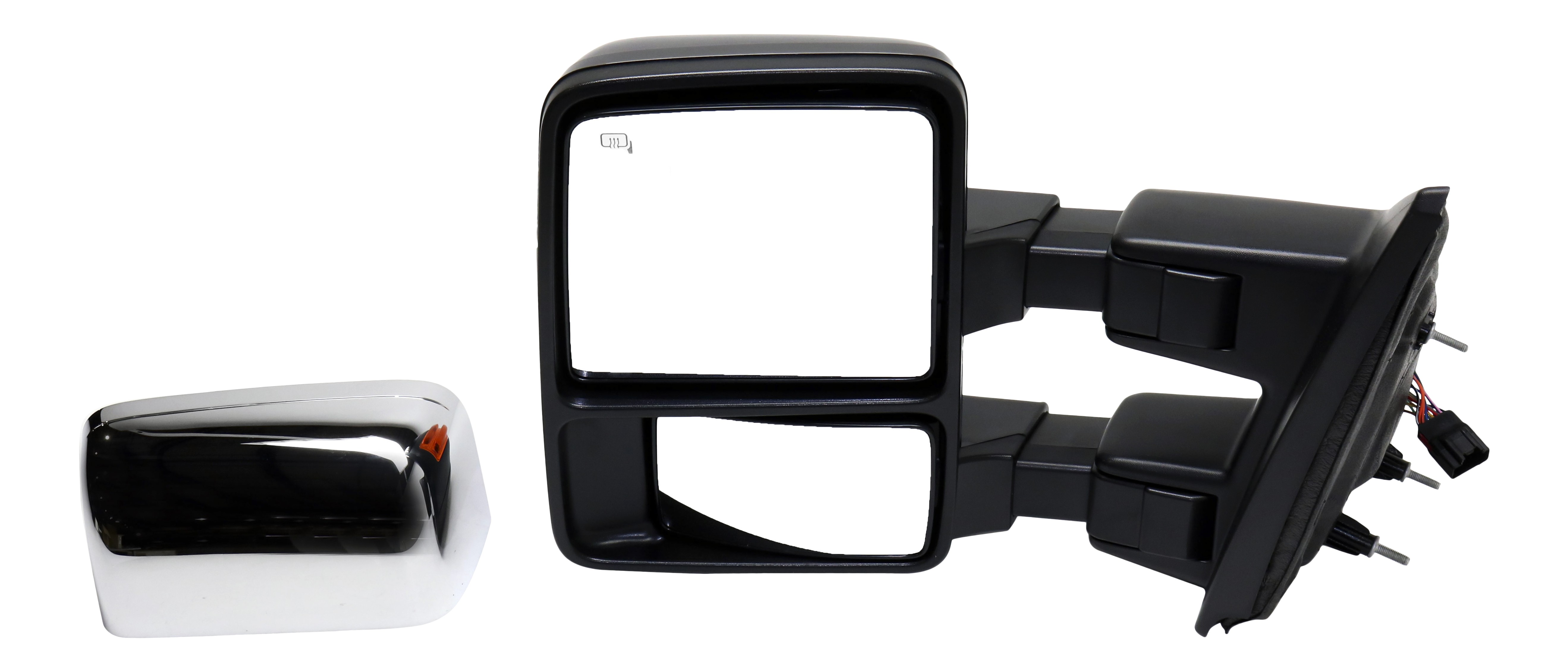 Towing Mirror for Ford F-150 2013-2014, Left (Driver), Power / Power Folding, Heated, Chrome / Paintable 2 Caps, with Memory and Signal Light, Excludes SVT Raptor Model, Replacement