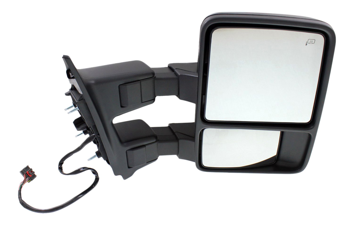 Towing Mirror for Ford F-Series Super Duty 2008-2010, Right (Passenger), Power, Manual Folding, Heated, Textured, with Memory and Signal Light, Replacement