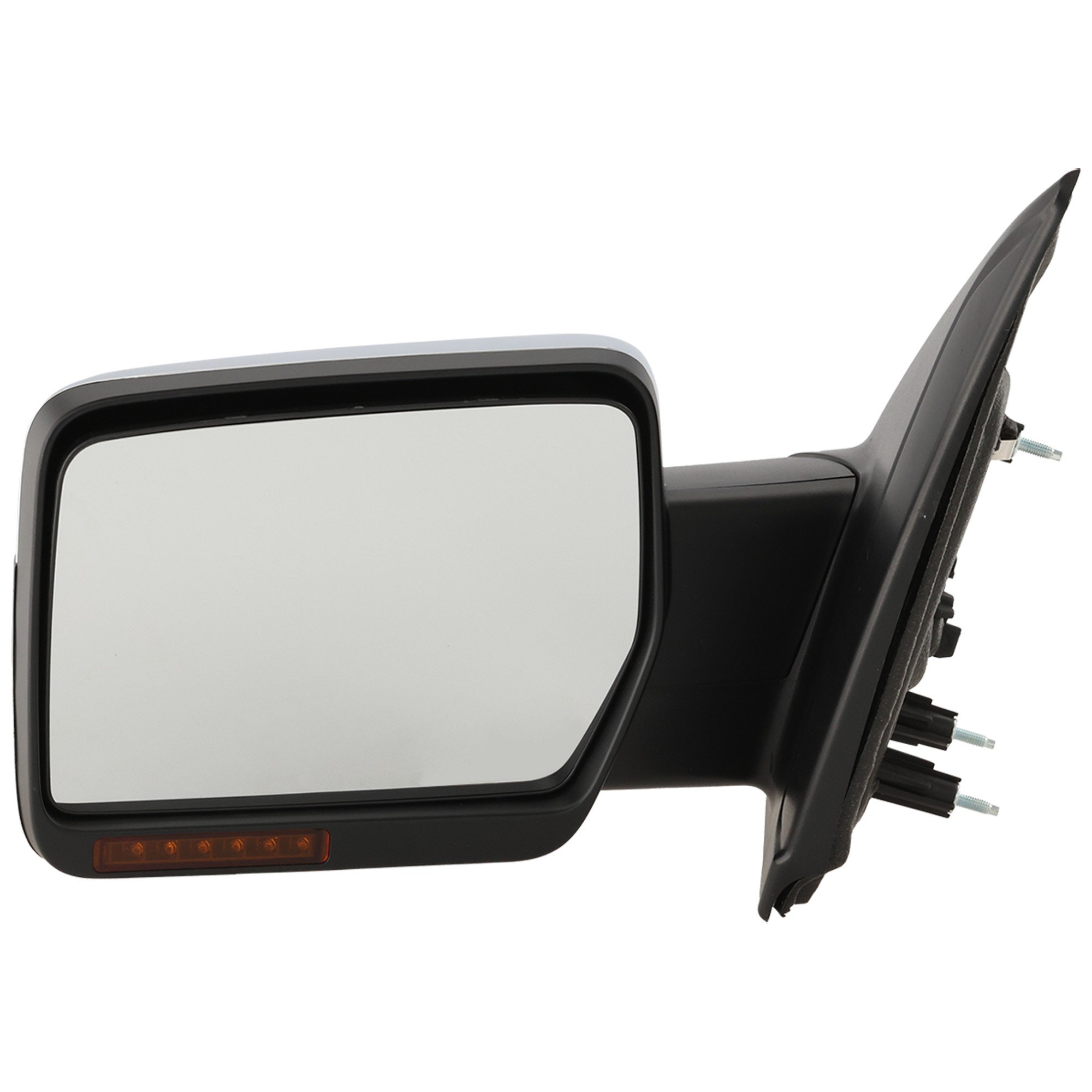 Power Mirror for Ford F-150 2009-2010, Left (Driver), Non-Towing, Manual Folding, Heated, Chrome, with In-housing Signal Light and Memory, without Auto Dimming and Blind Spot Detection, Replacement