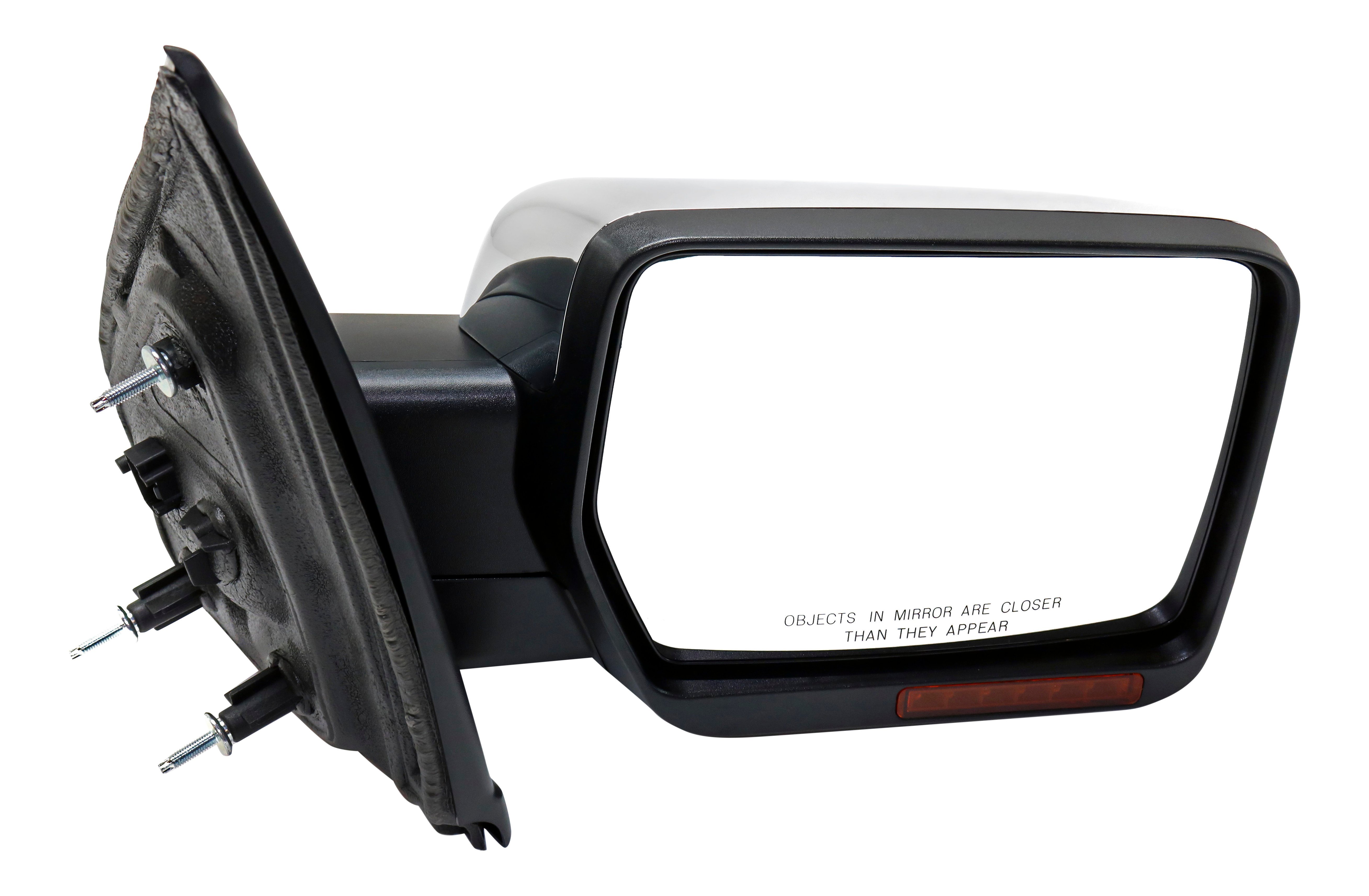Power Mirror for Ford F-150 2009-2010 Right (Passenger), Non-Towing, Manual Folding, Heated, Chrome, with In-Housing Signal Light and Memory, without Auto Dimming and Blind Spot Detection, Replacement
