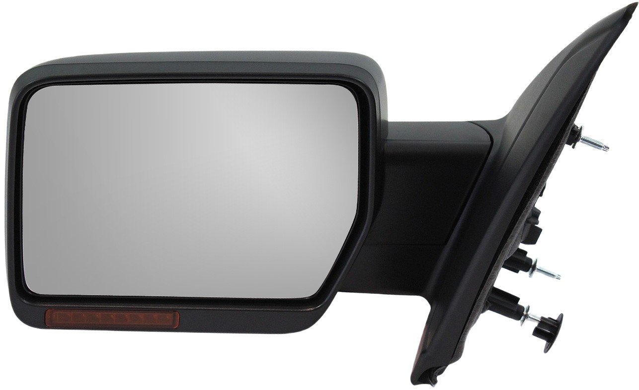 Power Heated Non-Towing Mirror for 2009-2010 Ford F-150, Left (Driver), Manual Folding, Paintable, with In-housing Signal Light and Memory, without Auto Dimming and BSD, Replacement