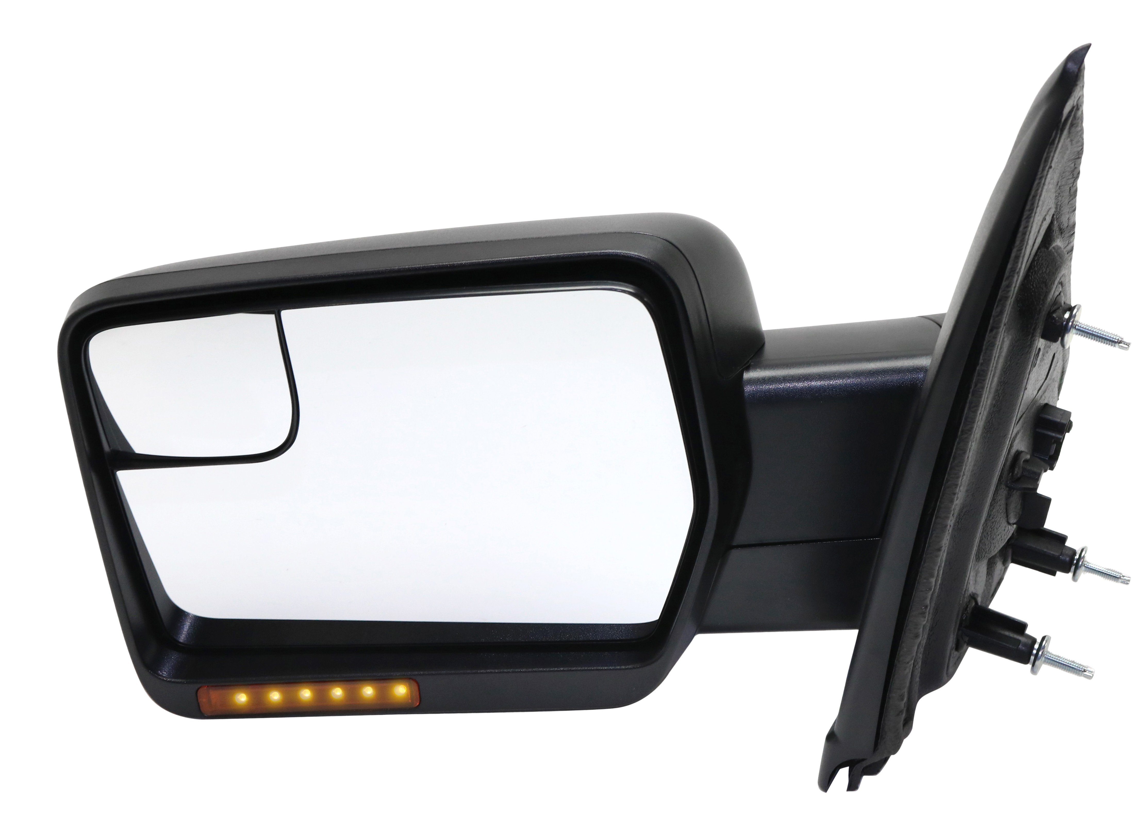 Power Mirror for Ford F-150 (2011-2014), Left (Driver) Side, Non-Towing, Manual Folding, Heated, Textured, with Blind Spot Glass and Signal Light, without Memory and Puddle Light, Replacement