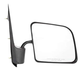 Manual Adjust Non-Towing Mirror for Ford Econoline Van 1992-2007, Right (Passenger), Manual Folding, Non-Heated, Textured, without Auto Dimming, Blind Spot Detection, Memory, and Signal Light, Swing Lock Type, Convex Glass, Replacement