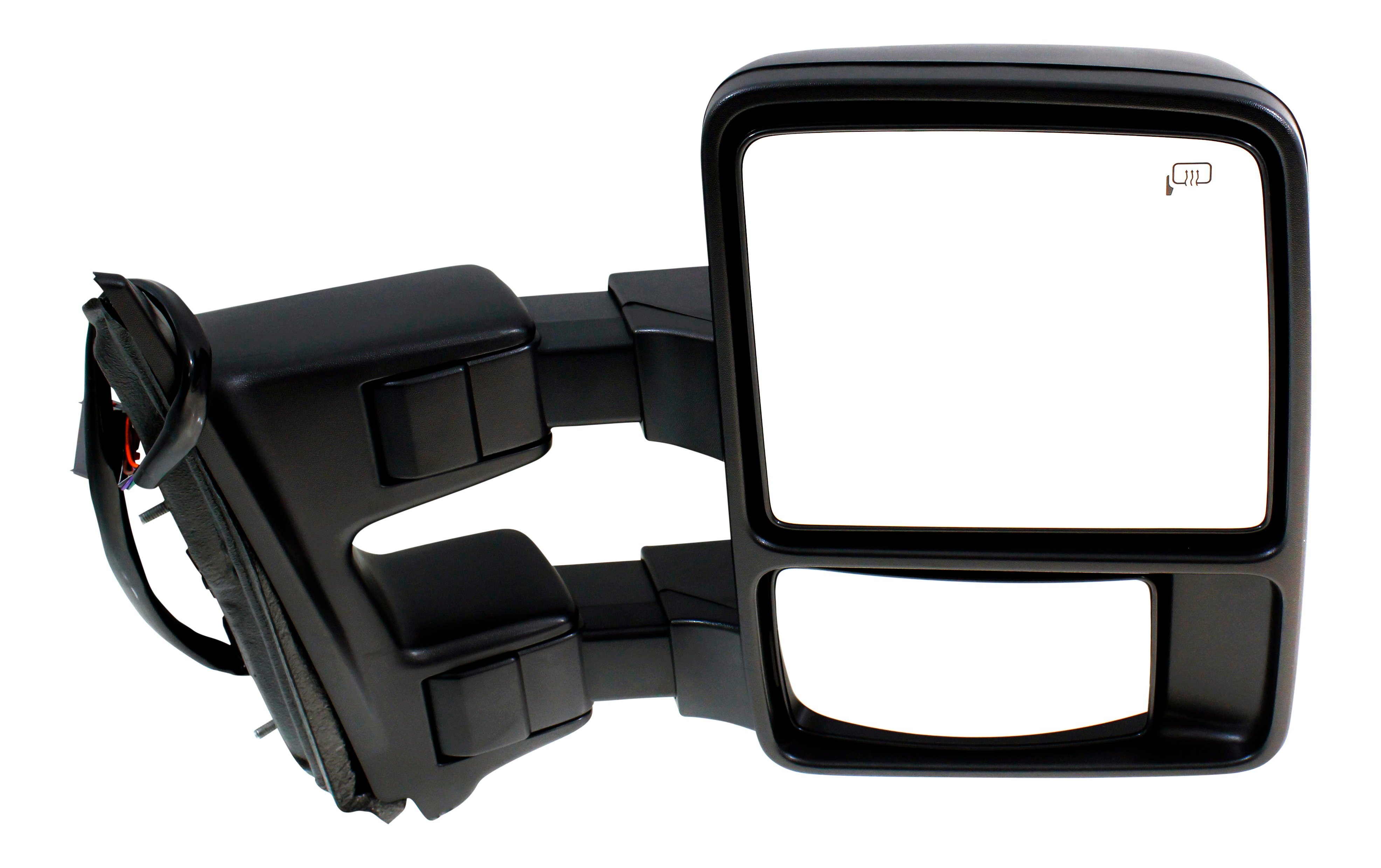 Towing Mirror for Ford F-Series Super Duty (2008-2009), Right (Passenger) Side, Power, Power Folding, Heated, Textured, Auto Extend with Signal Light, Without Memory, Side Marker, Replacement