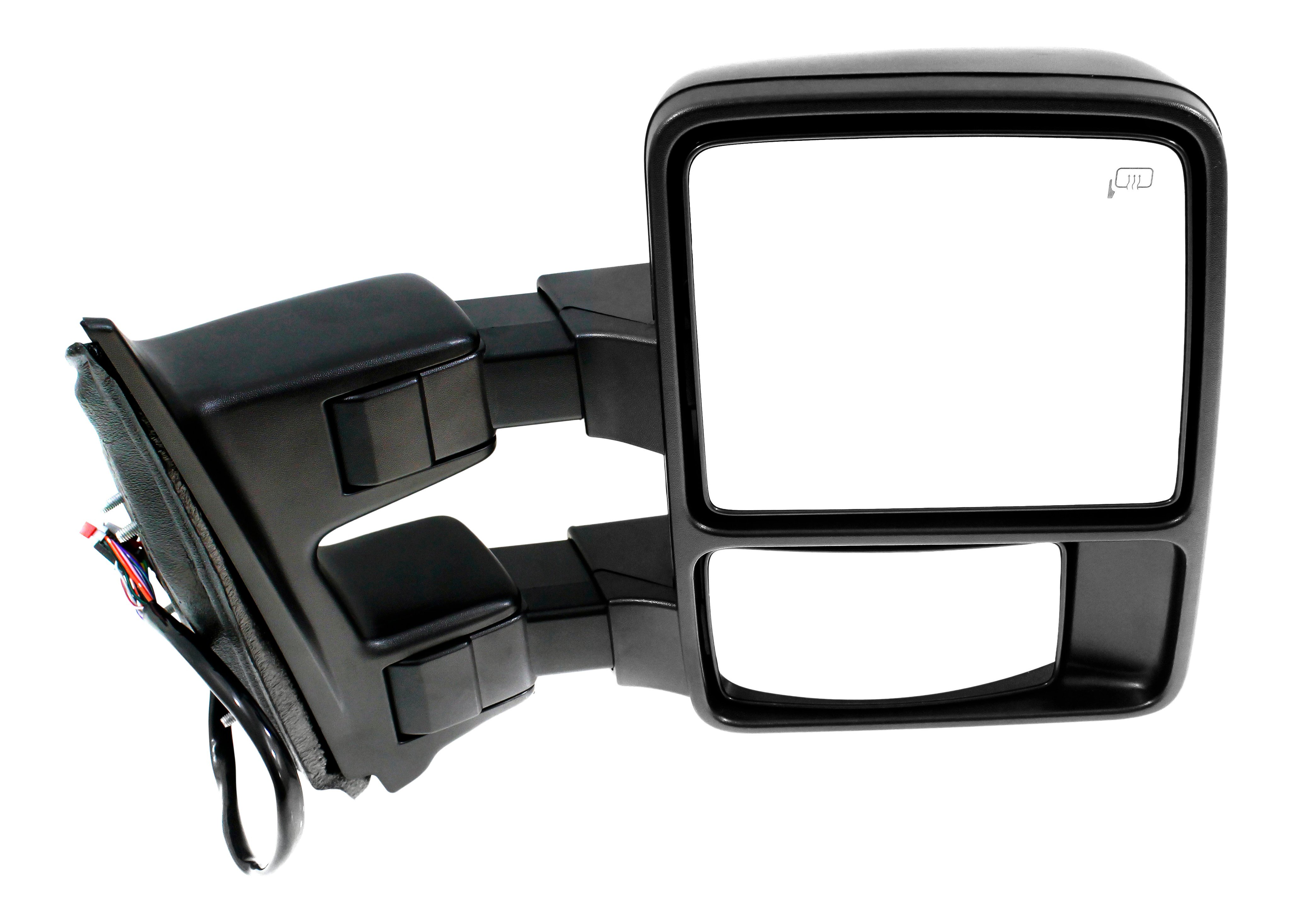 Towing Mirror RH (Right Passenger) for Ford F-Series Super Duty 2011-2012, Power, Power Folding, Heated, Textured, with Auto Extend, Memory, Signal Light, Temp Sensor, Replacement