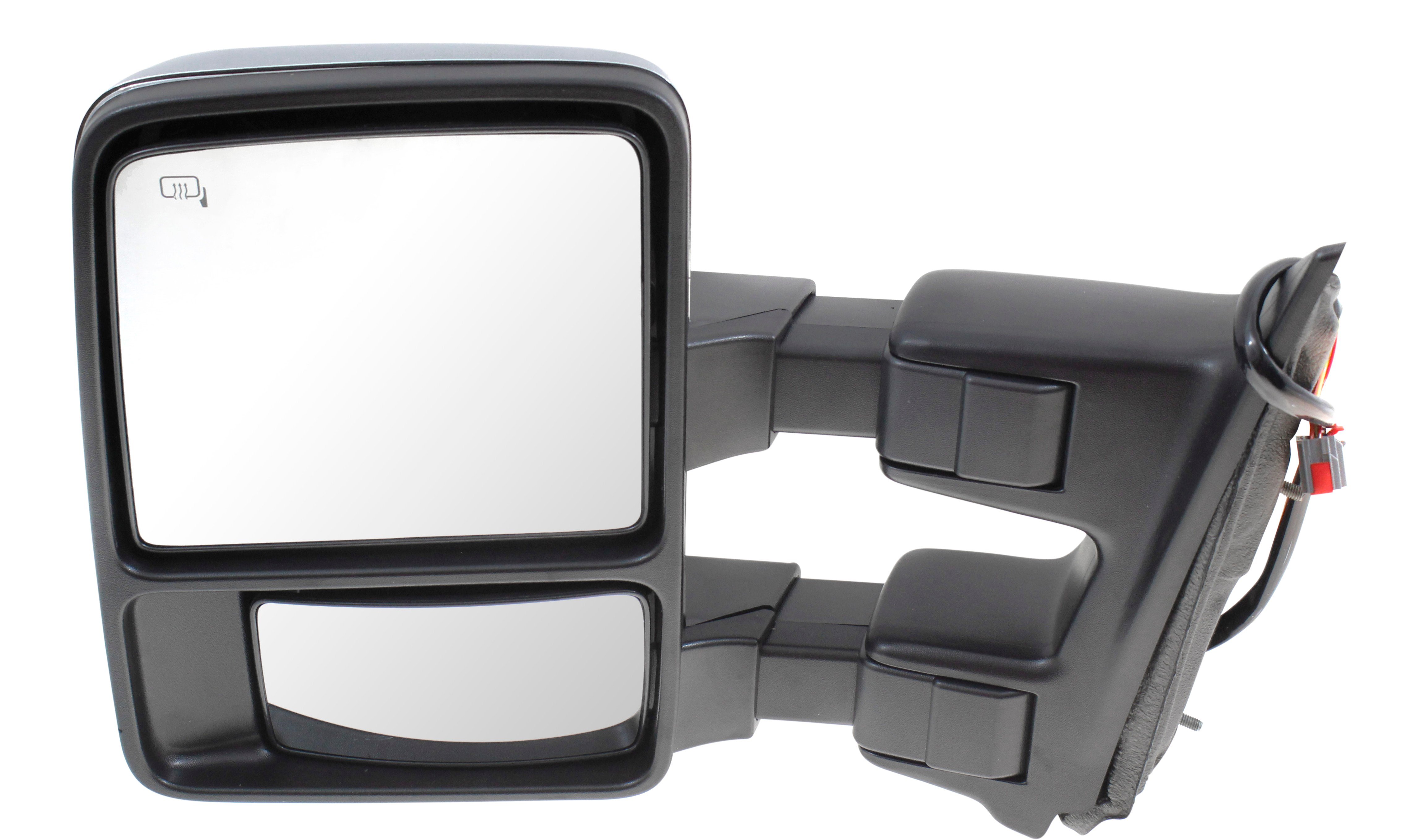 Towing Mirror for Ford F-Series Super Duty 2010-2016, Left (Driver), Power, Power Folding, Heated, Chrome/Paintable, 2 Caps, with Auto Extend and Signal Light, without Memory, Replacement