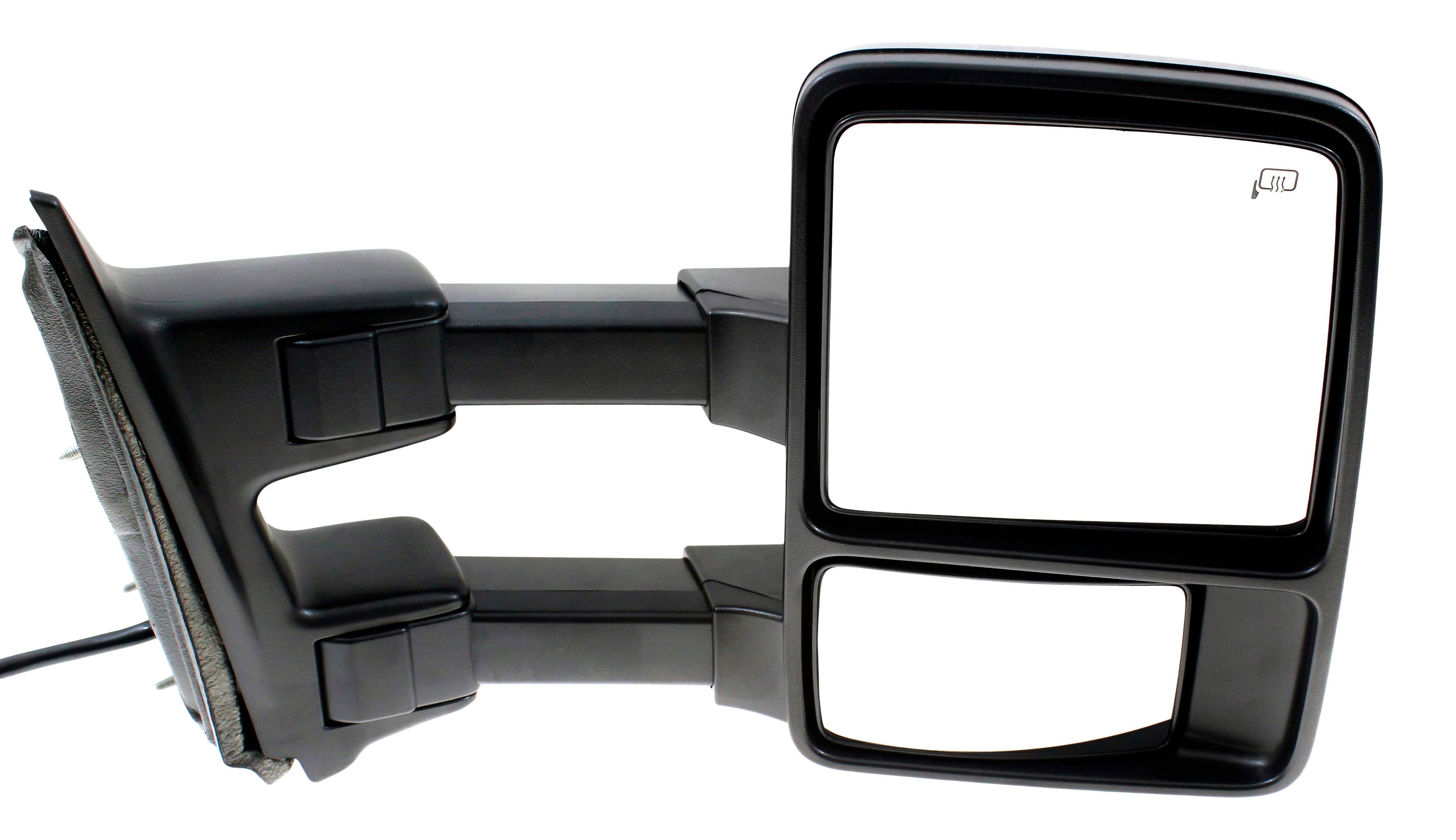 Towing Mirror Right (Passenger) for Ford F-Series Super Duty 2010-2010 with Power, Power Folding, Heated, Chrome/Paintable, 2 Caps, Auto Extend, Memory, Signal and Side Marker Light, Replacement