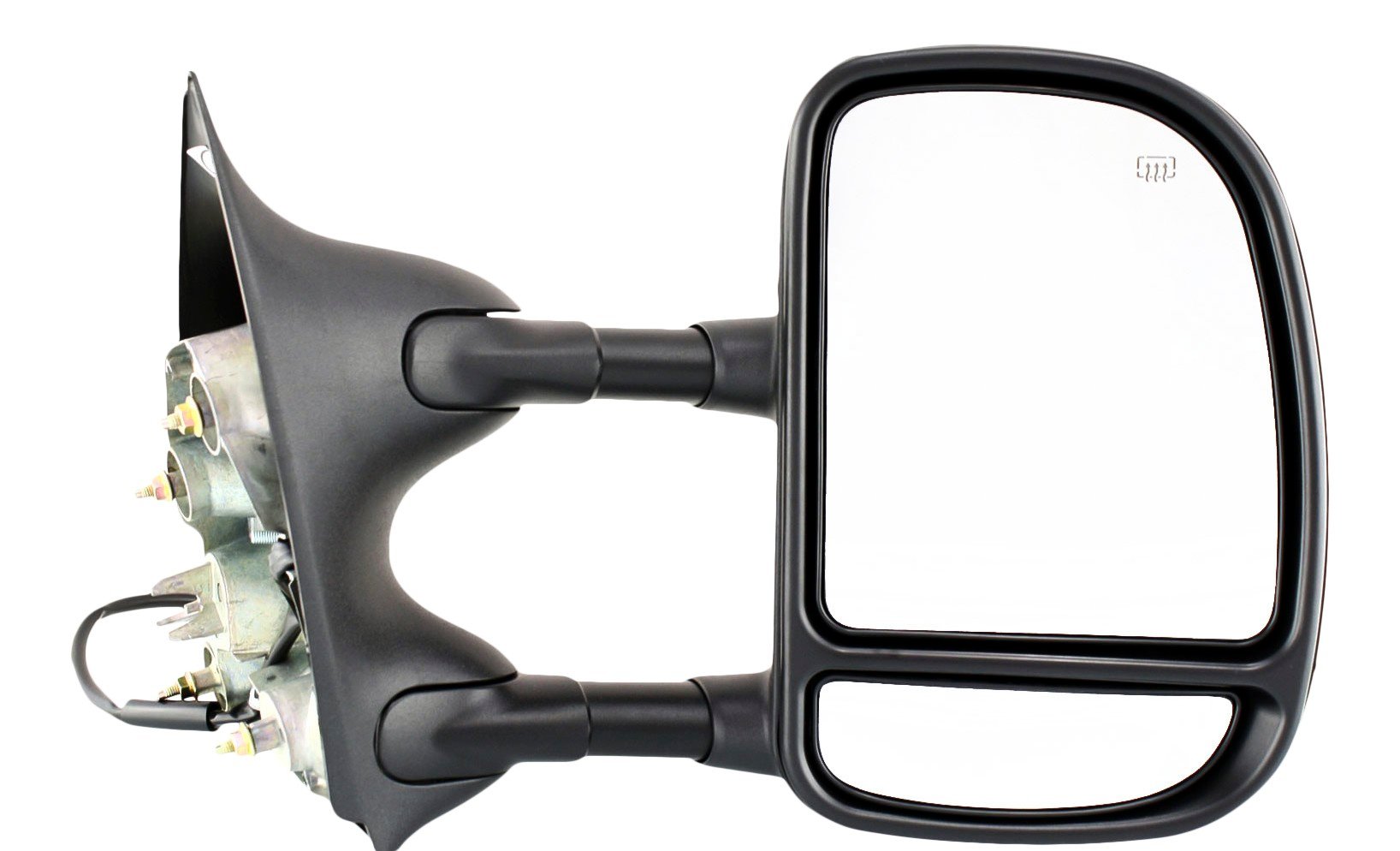 Towing Mirror for Ford F-Series Super Duty 2002-2007, Right (Passenger), Power, Heated, Manual Folding, Double-Swing Type, Paintable, Replacement