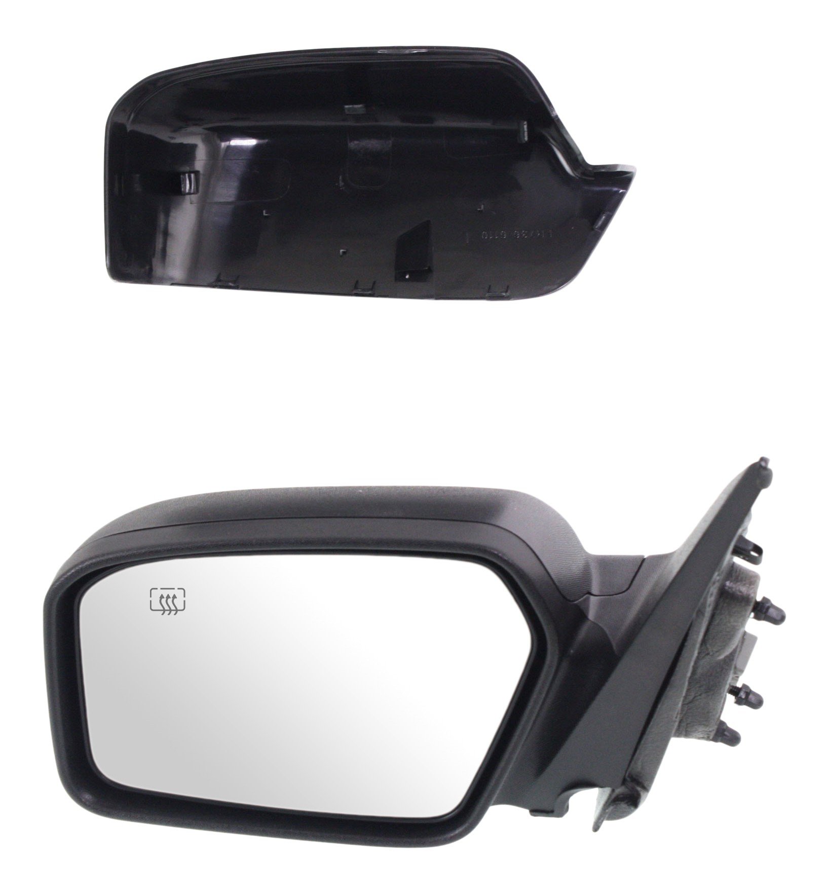 Power Non-Folding Heated Mirror for Ford Fusion (2006-2012) and Milan (2006-2011), Left (Driver), Paintable/Textured, 2 Caps, with Puddle Light, Replacement