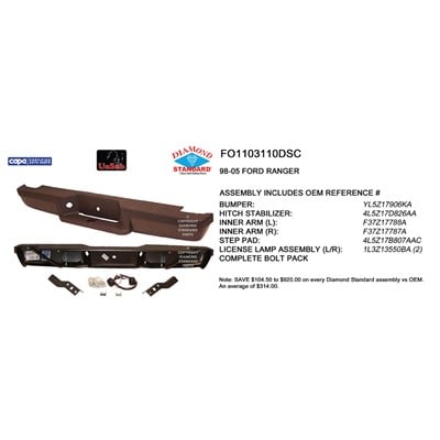 1993 - 2002 Ford Ranger Rear Bumper Assembly