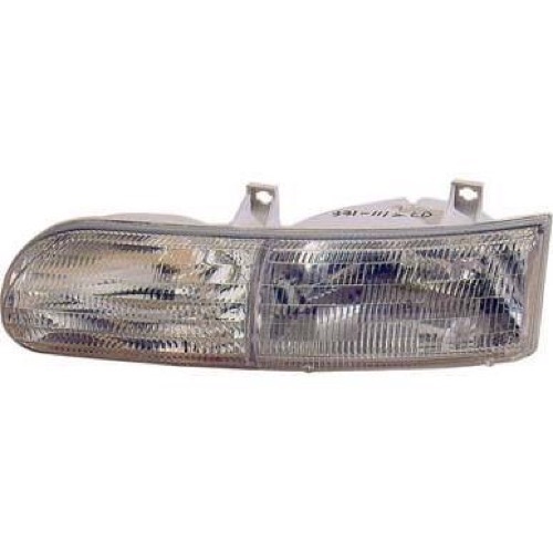 Left (Driver) Headlight Assembly for 1992 - 1995 Ford Taurus (GL + L), Front Replacement Housing/Lens/Cover, w/o Park Light; Composite;  FO2502155