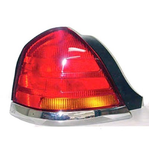 Left (Driver) Tail Light Assembly for 1998 - 2005 Ford Crown Victoria, Rear Tail Light Assembly Replacement / Lens / Cover - for Base Model, LX, Police Interceptor, S, and Special Edition,  3W7Z13405CA, Replacement