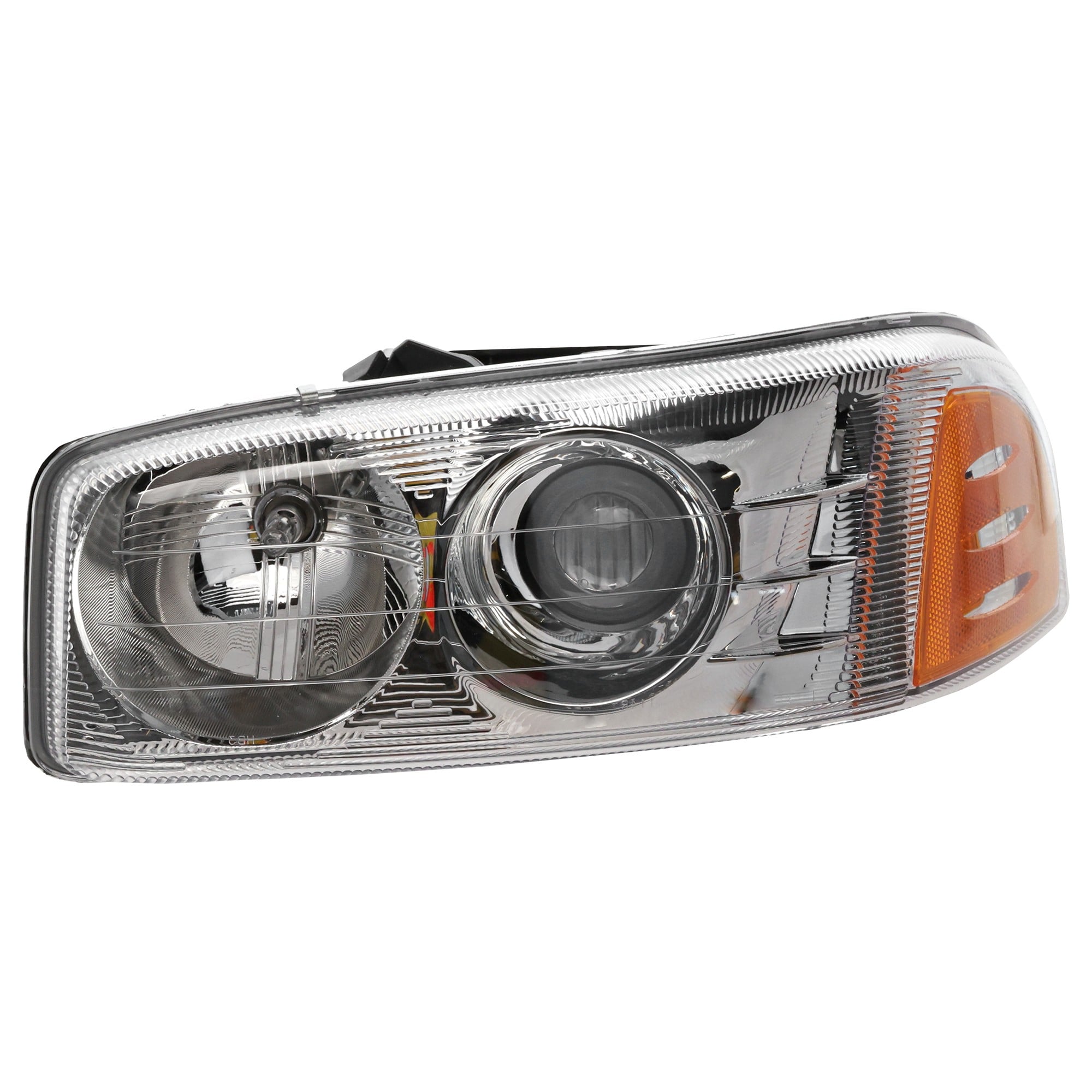 Headlight Assembly for GMC Sierra 1500 (2001-2007), Yukon, Yukon XL (2001-2006), Left (Driver), Halogen, Denali Model, Replacement