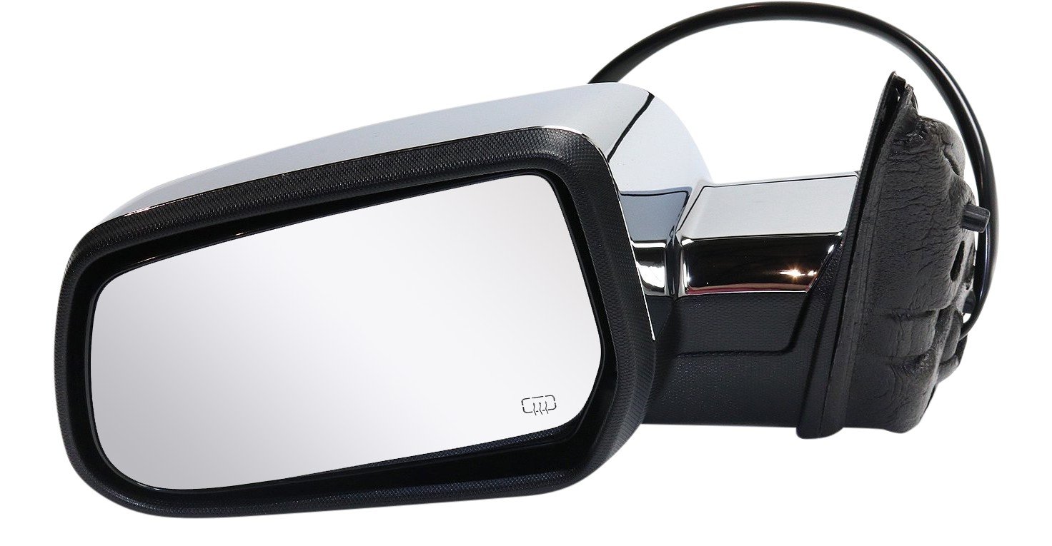 Power Mirror for Chevrolet Equinox LT Model/GMC Terrain 2015-2017, Left (Driver), Manual Folding, Heated, Chrome, without Auto Dimming, Blind Spot Detection, Memory, and Signal Light, Replacement