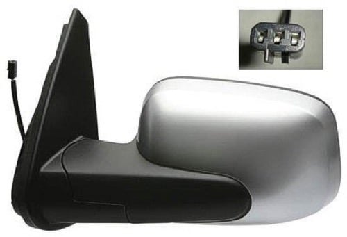 Left (Driver) Outside Rear View Mirror Assembly, Cover, Glass Replacement for 2006 - 2011 Chevrolet HHR, Satin Chrome,  25848555, Replacement