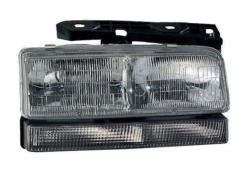 Right (Passenger) Headlight Assembly for 1993 - 1996 Buick LeSabre, Front Replacement Housing / Lens / Cover, Without Black Edged Lens, Includes Park Light, Combination Light, Composite,  16523430, Replacement