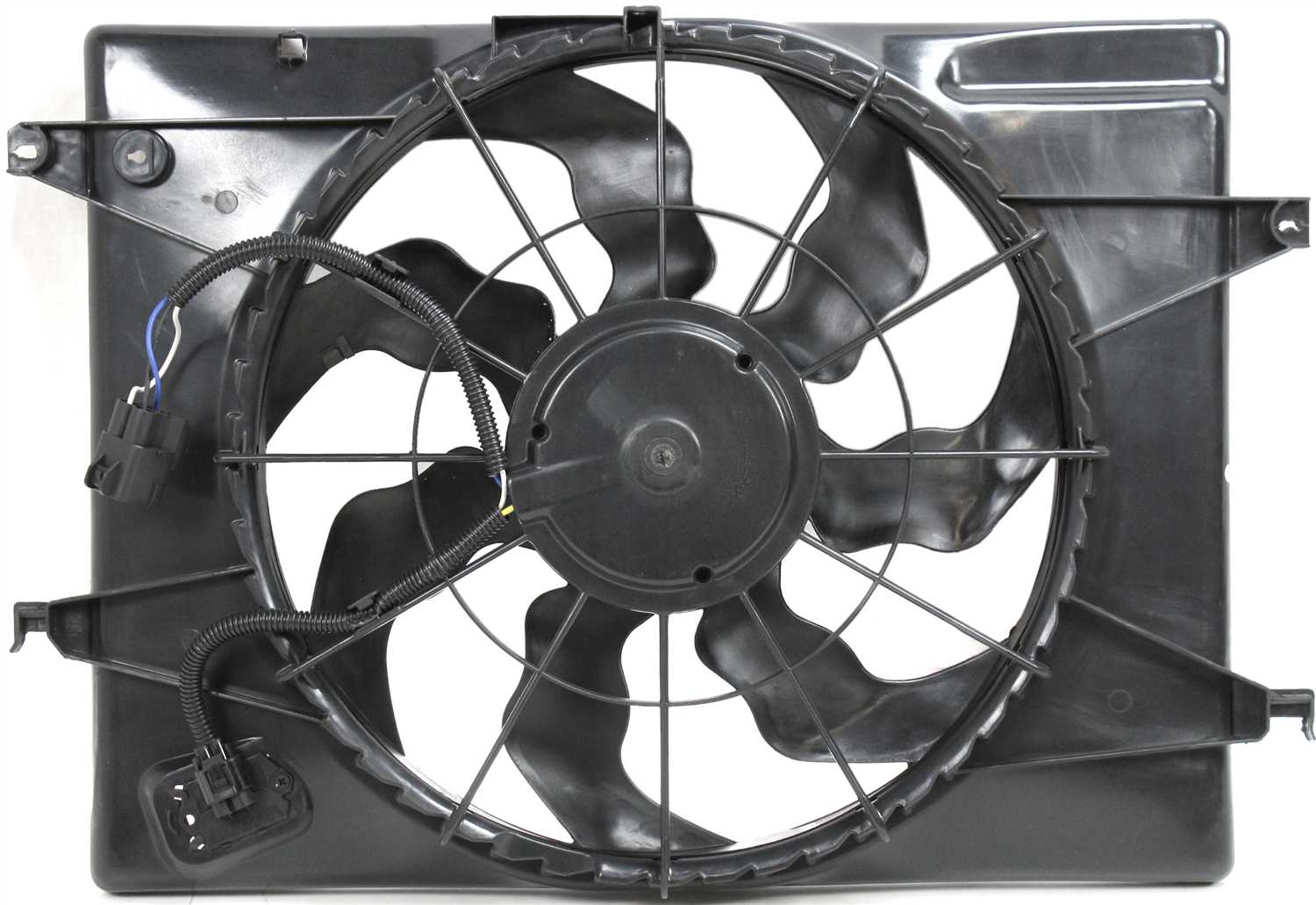 Radiator Fan Shroud Assembly for Kia Sportage 2005-2010, 2.0L Engine, 7 Blade, Includes Resistor, Replacement