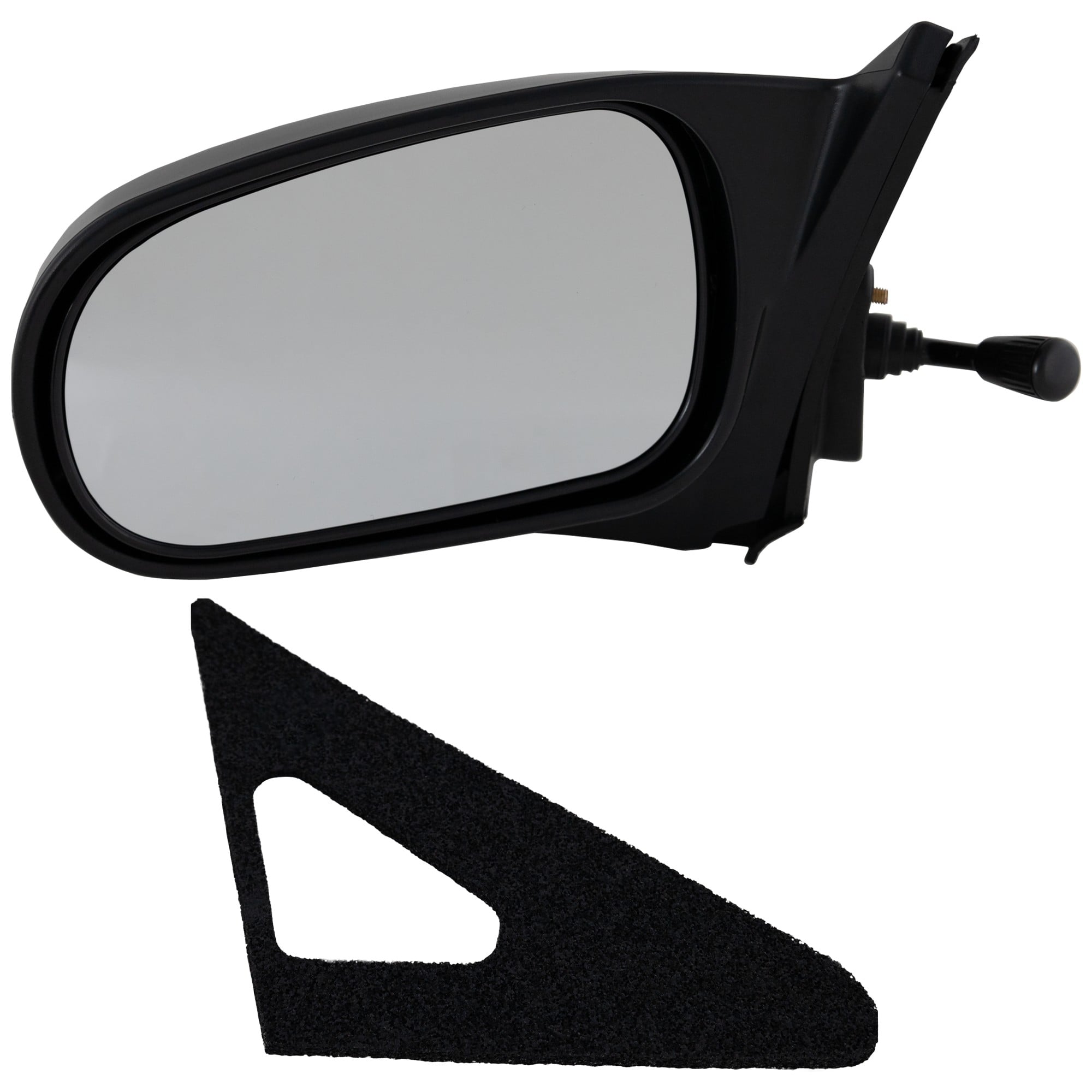 Manual Remote Left (Driver) Mirror for Honda Civic 1996-2000 Coupe/Hatchback, Non-Folding, Non-Heated, Textured, without Auto Dimming, Blind Spot Detection, Memory, and Signal Light, Replacement