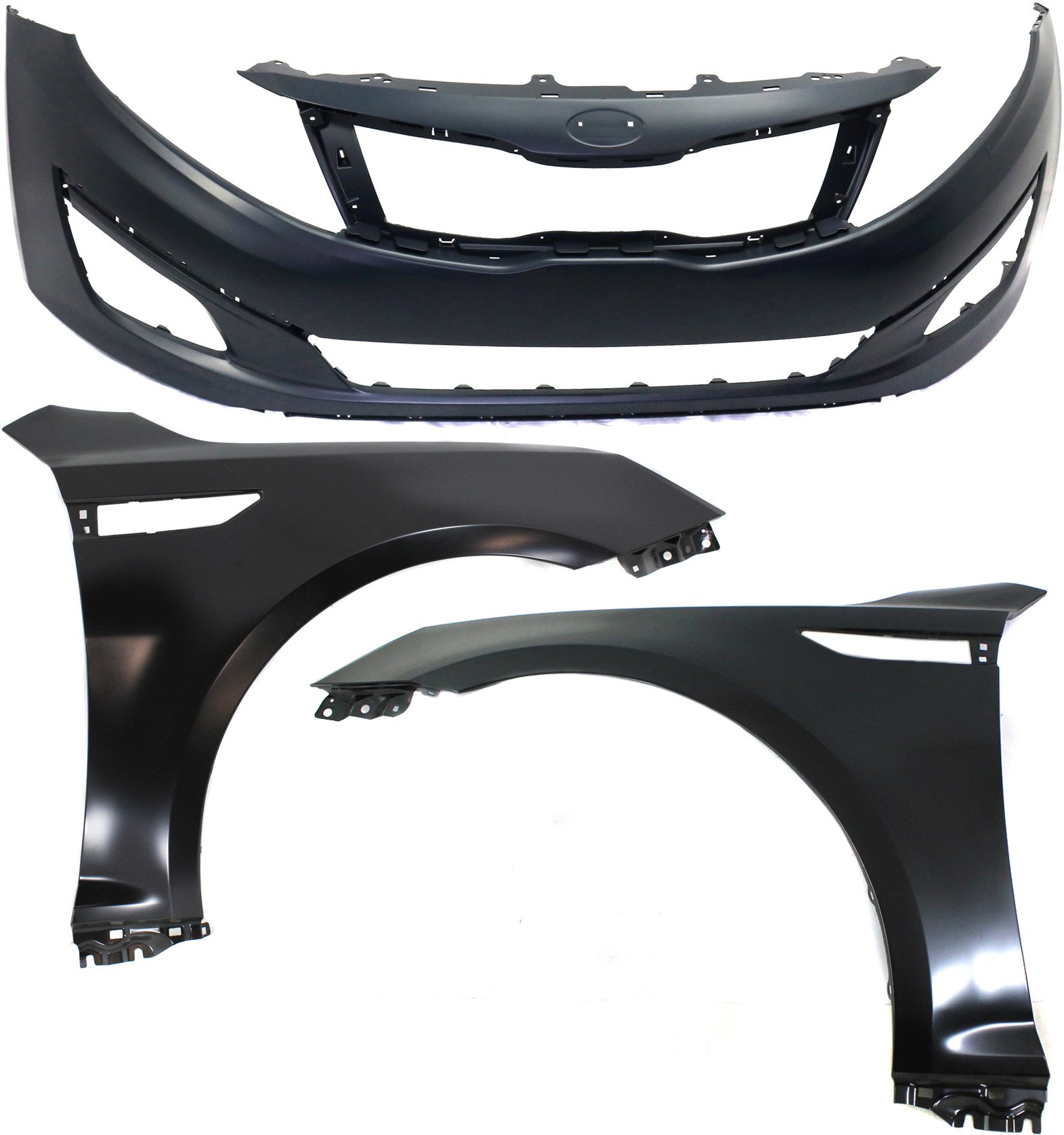 Front Bumper Cover Assembly for 2014-2015 KIA Optima, 3-Piece Kit with Fenders, Built for USA Vehicles, Perfect Replacement