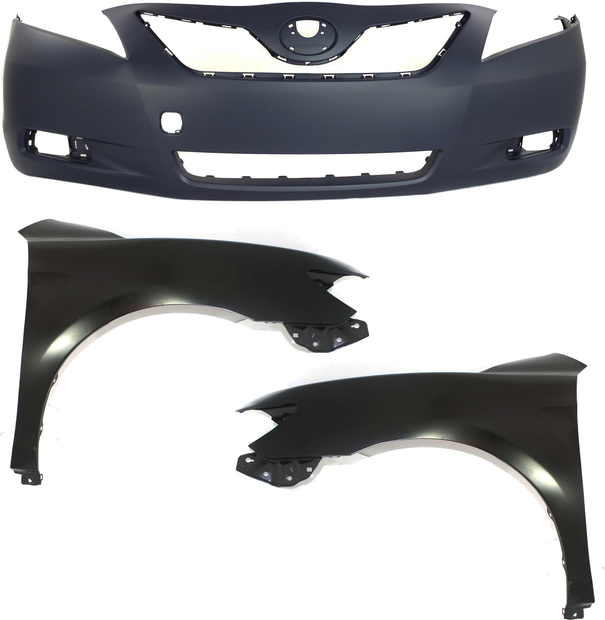 Front Bumper Cover Assembly for 2007-2009 Toyota Camry, 3-Piece Kit with Fenders, for Japan Built Vehicle Replacement