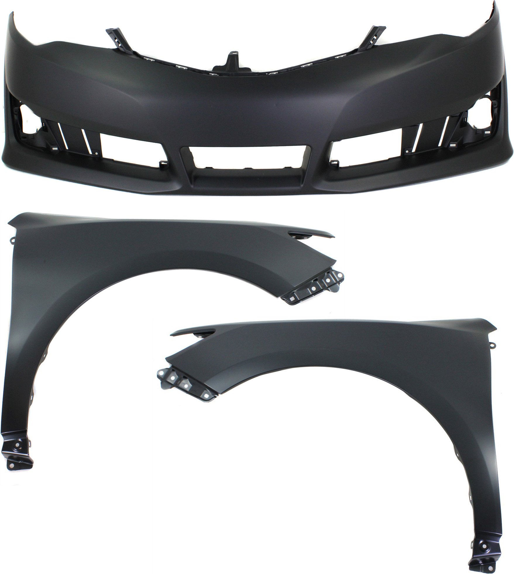 Front Bumper Cover Assembly for Toyota Camry 2012-2014, 3-Piece Kit with Fenders, Replacement