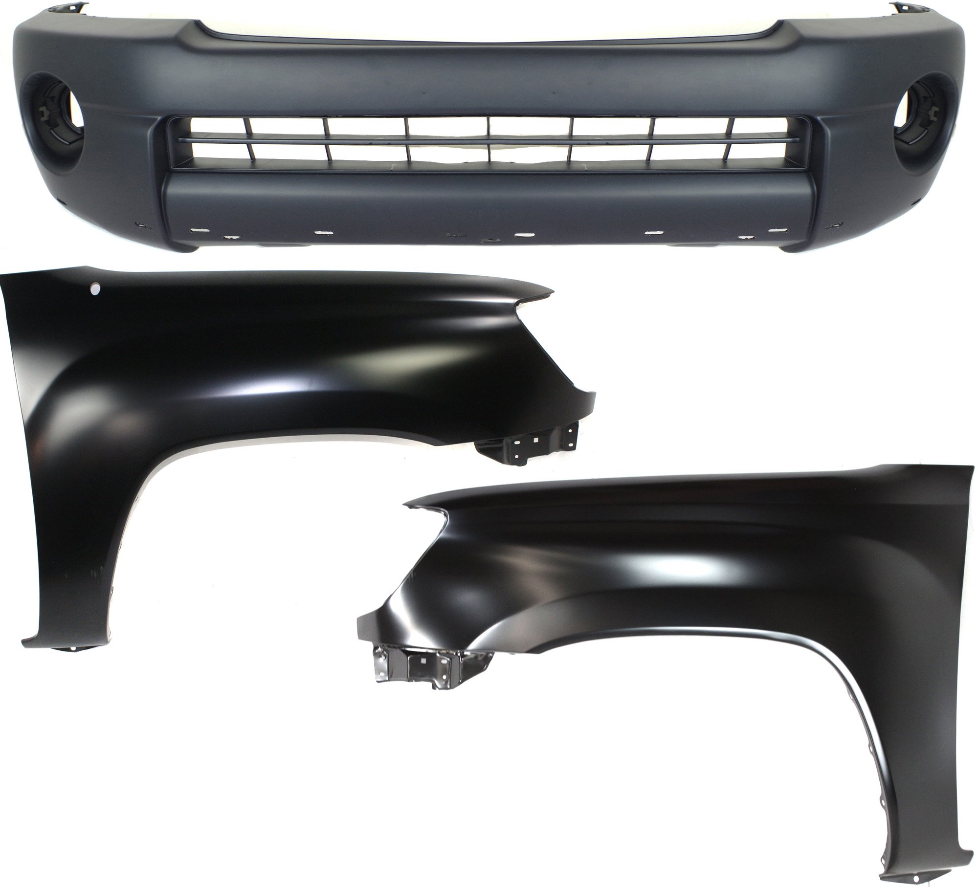Front Bumper Cover Assembly for Toyota Tacoma 2005-2011, 3-Piece Kit with Fenders, Replacement Part