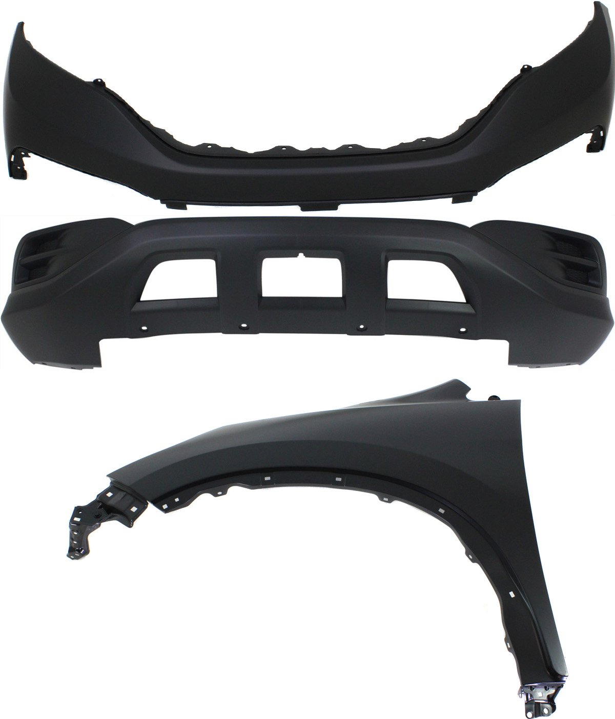 Front Bumper Cover Assembly for 2012-2014 Honda CR-V, Includes Upper and Lower Covers, Fender, 3-Piece Kit Replacement