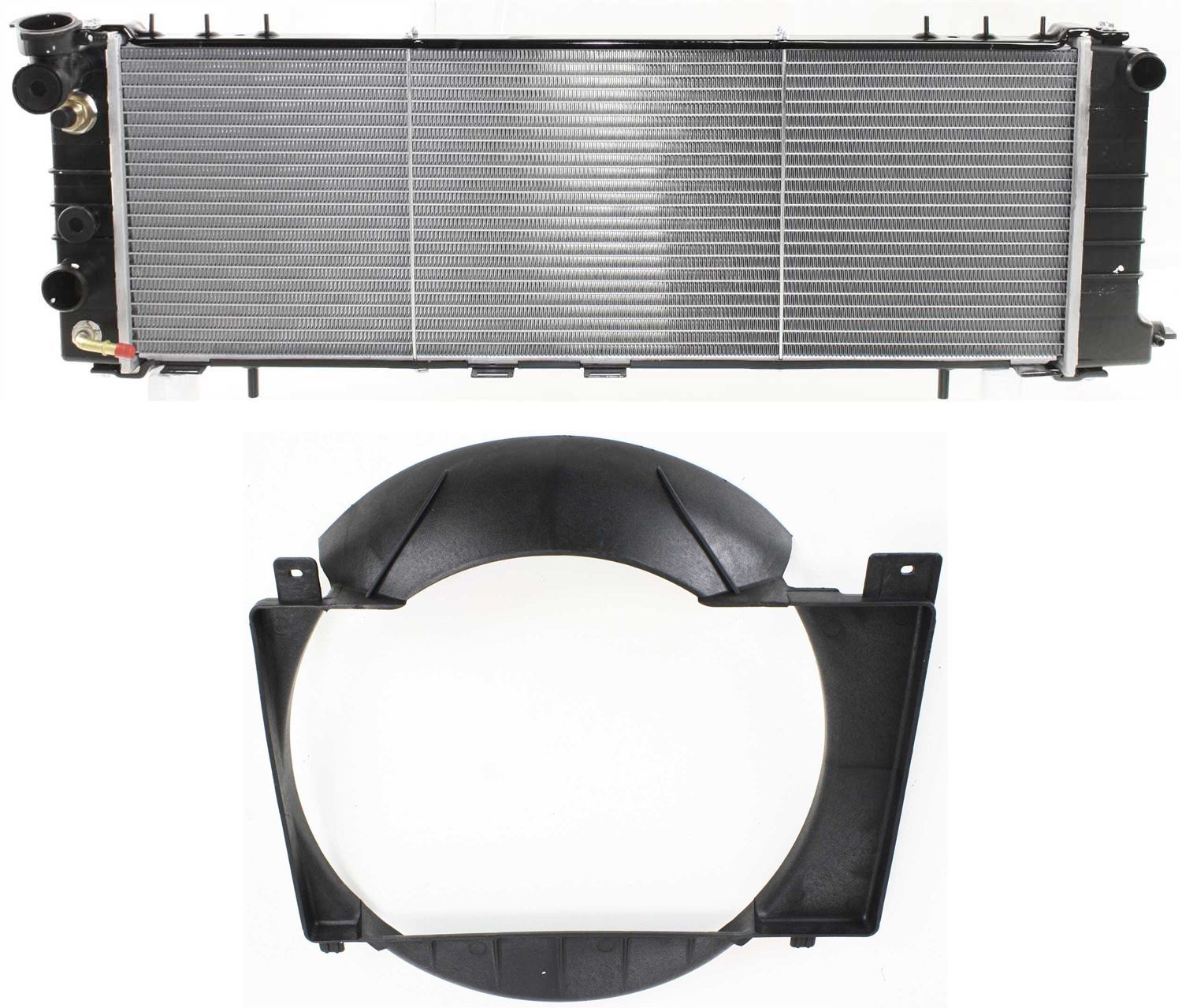 Radiator Assembly Kit for Jeep Cherokee 1991-2001, 2-Piece with Fan Shroud, for 6 Cylinder Engine, Replacement