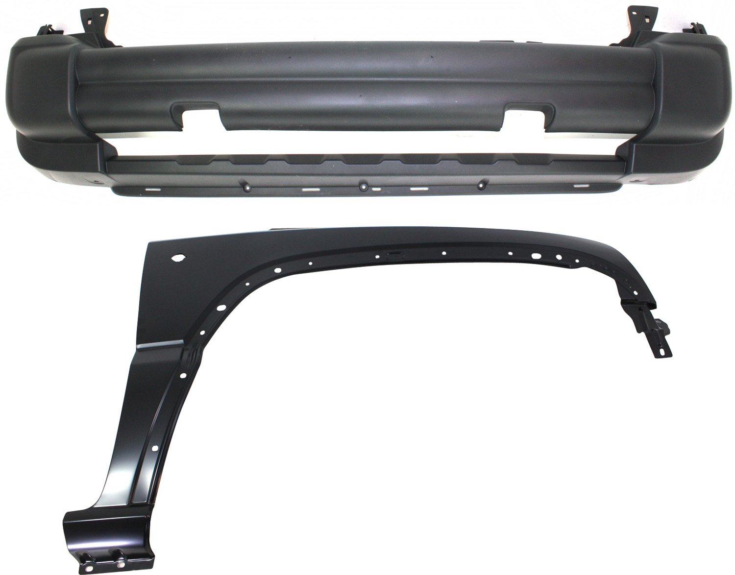 Front Bumper Cover Assembly for 2005-2007 Jeep Liberty, 2-Piece Kit with Fender, Replacement