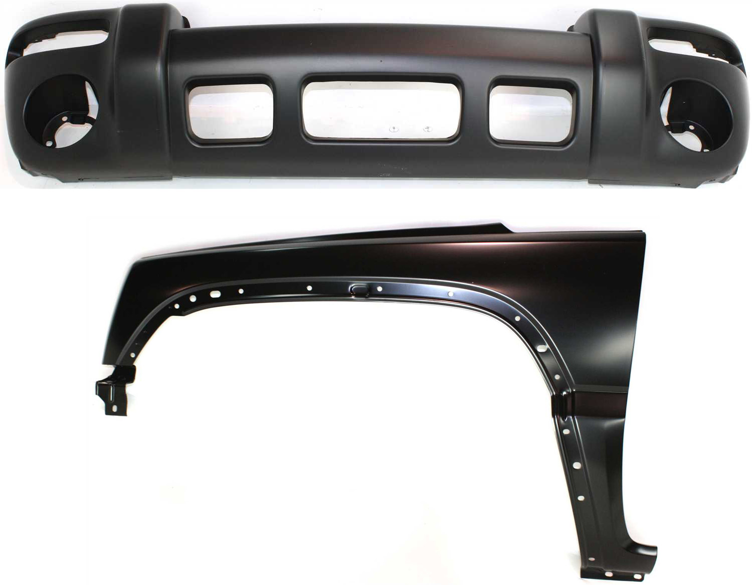 Front Bumper Cover Assembly for Jeep Liberty 2002-2004, 2-Piece Kit with Fender, Replacement