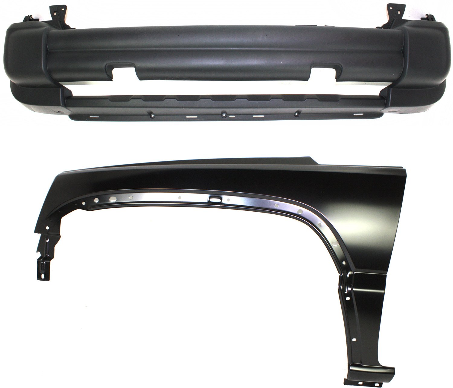 Front Bumper Cover Assembly for 2005-2007 Jeep Liberty, 2-Piece Kit with Fender, Replacement
