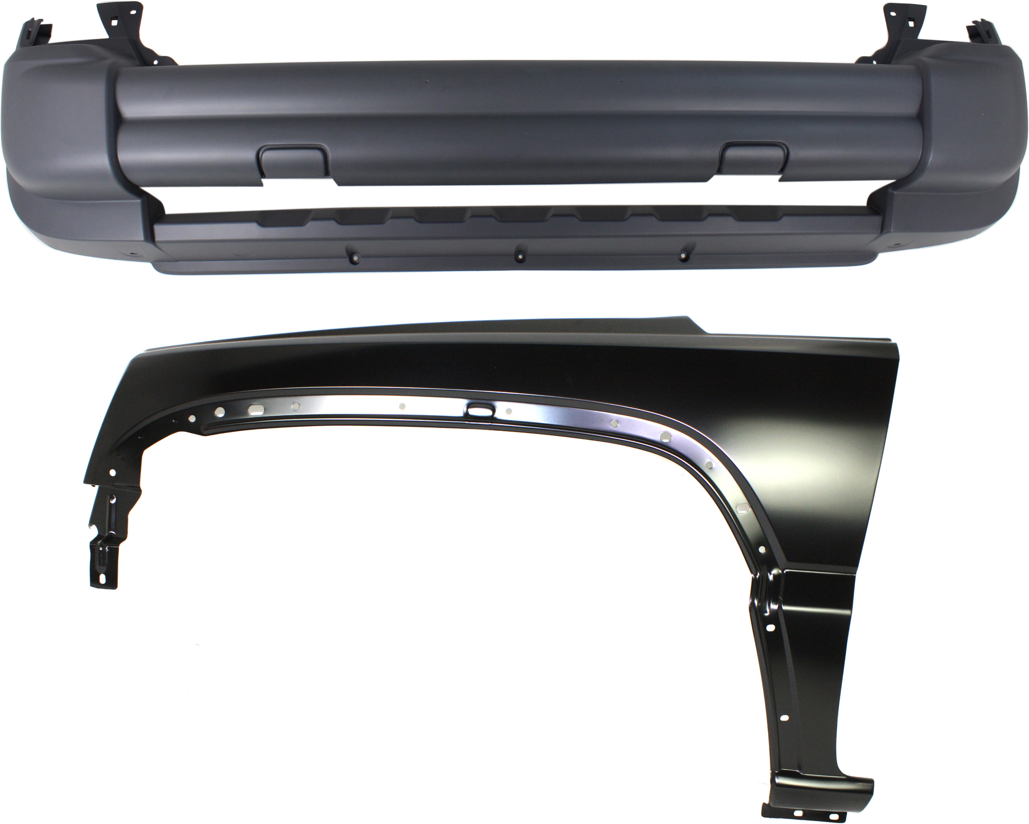 Front Bumper Cover Assembly for 2005-2007 Jeep Liberty, 2-Piece Kit with Fender, Replacement