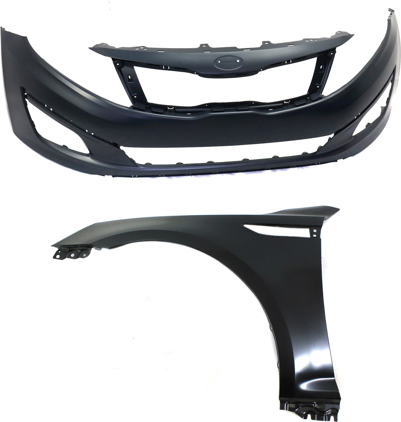 Front Bumper Cover Assembly for KIA Optima 2014-2015, 2-Piece Kit with Fender, For USA Built Vehicle, Replacement