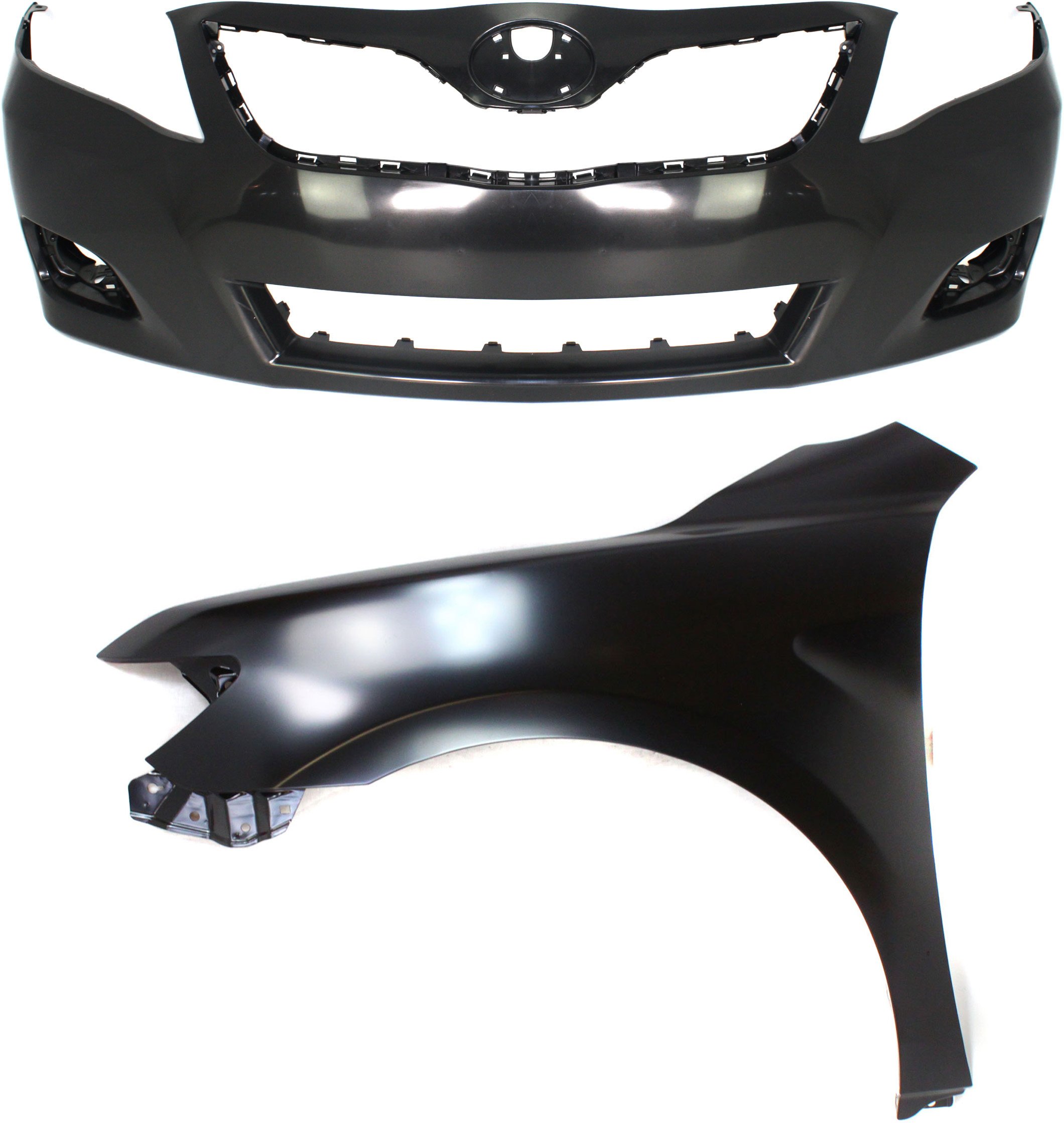 Front Bumper Cover Assembly for 2010-2011 Toyota Camry, 2-Piece Kit, Primed (Ready to Paint), with Fender, for USA Built Vehicles, Replacement