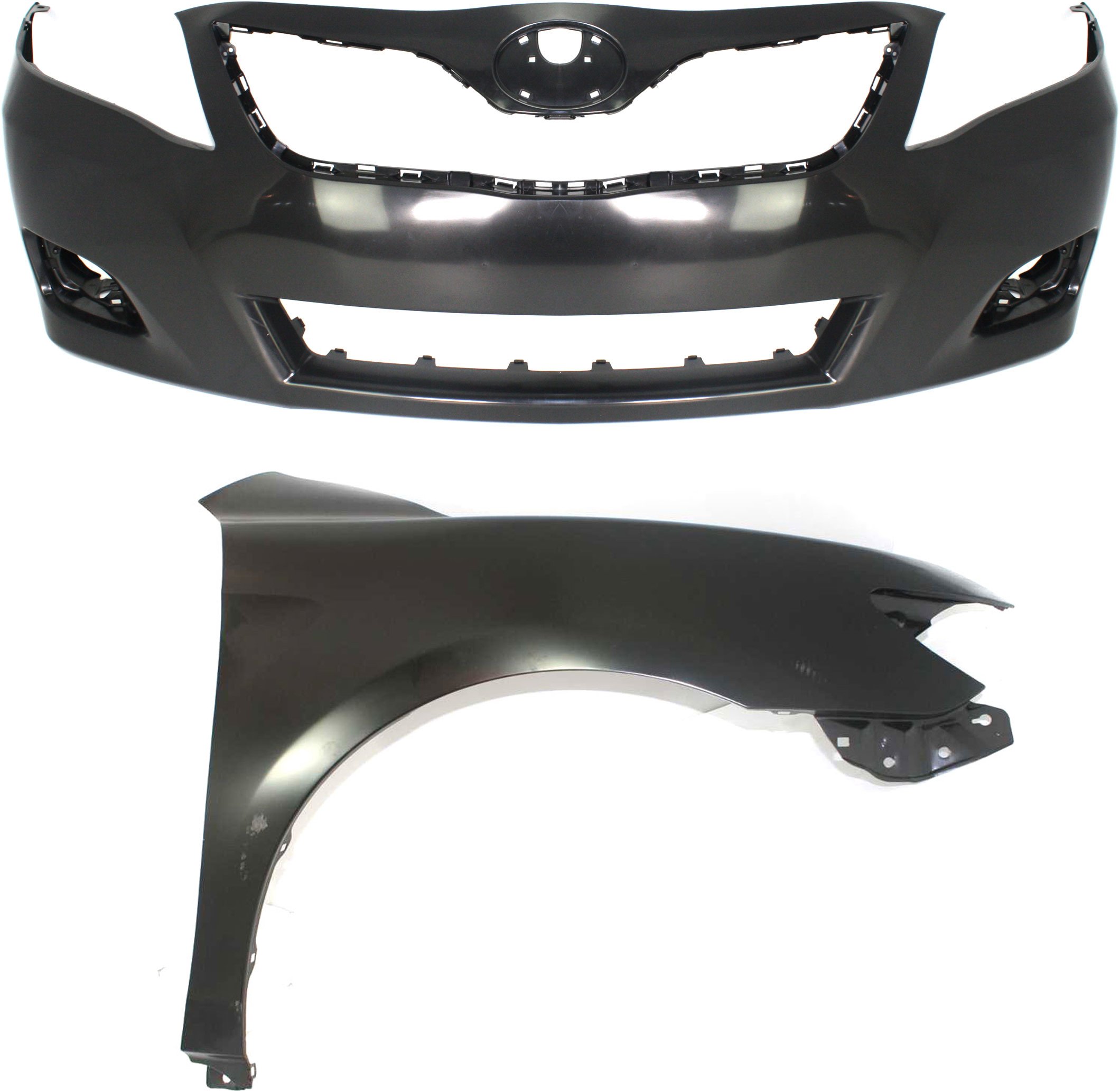 Front Bumper Cover Assembly for 2010-2011 TOYOTA CAMRY, 2-Piece Kit, Primed (Ready to Paint), with Fender, USA Built Vehicle Replacement