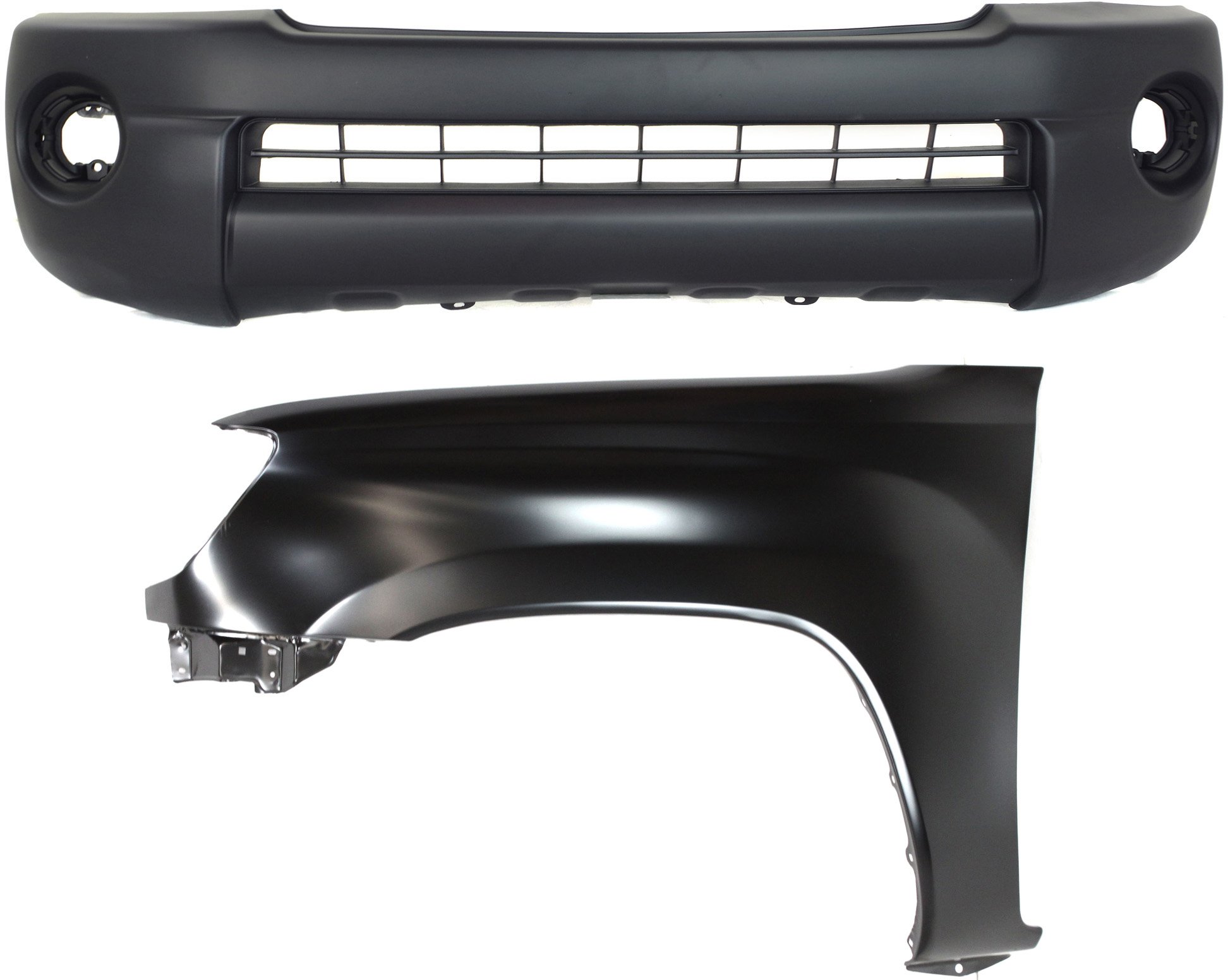 Front Bumper Cover Assembly for Toyota Tacoma 2005-2011, 2-Piece Kit, Textured, with Fender Replacement