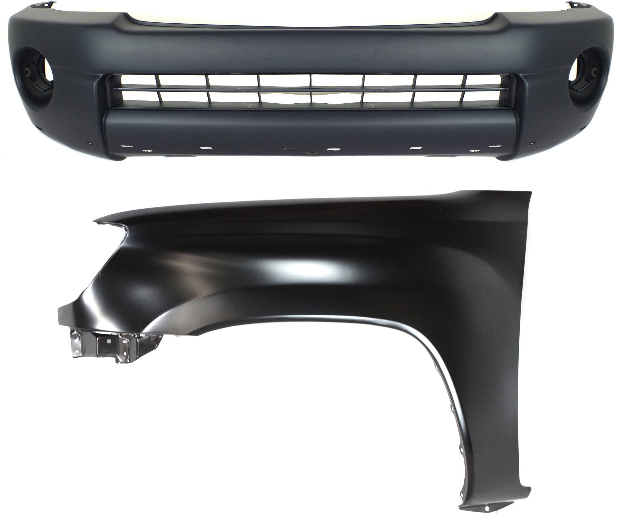 Front Bumper Cover Assembly for 2005-2011 Toyota Tacoma X-Runner Model, 2-Piece Kit, Textured with Fender, Spoiler Type, Replacement