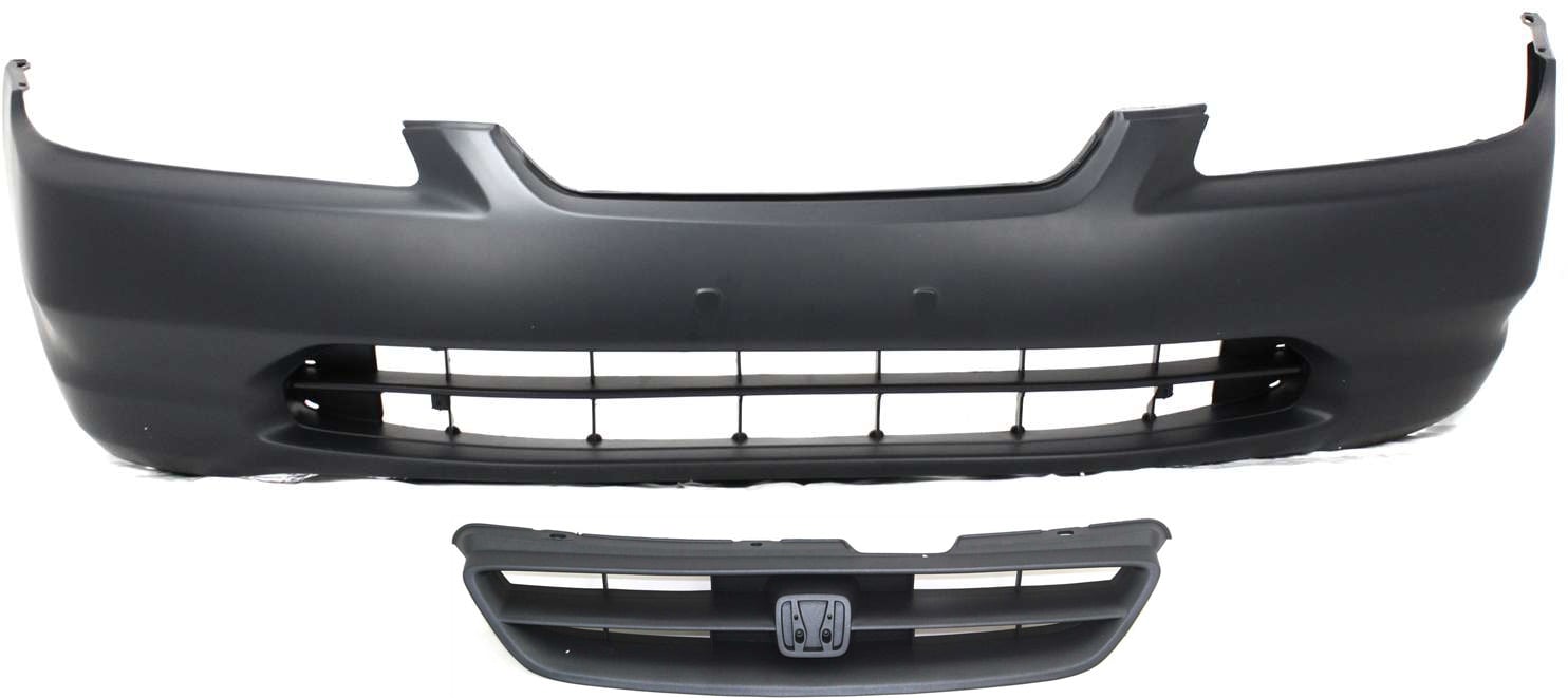 Front Bumper Cover for 1998-2000 Honda Accord, Primed (Ready to Paint), 2-Piece Kit, with Grille Assembly, Coupe Replacement