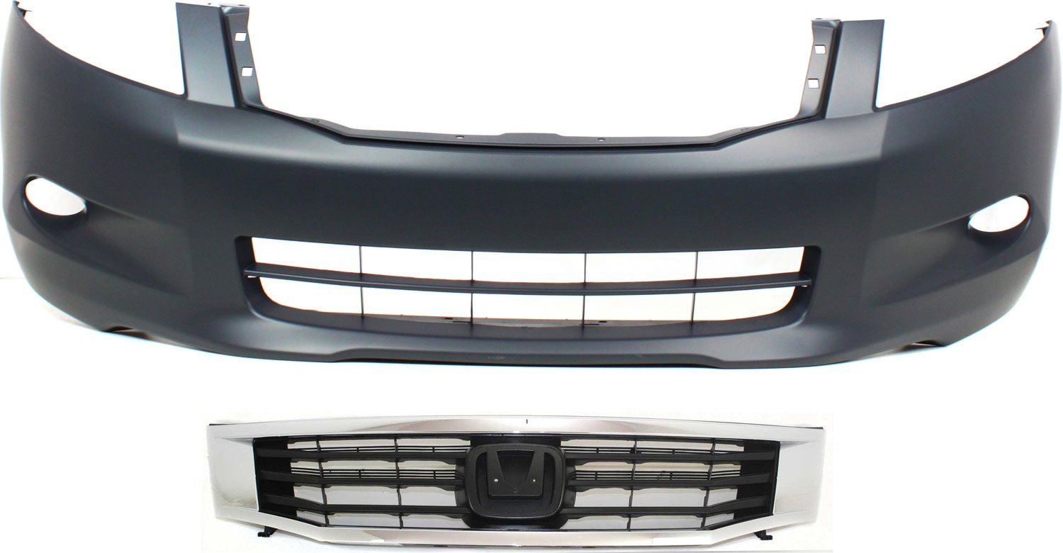 Grille and Bumper Cover Kit for Honda Accord Sedan 2008-2010, Replacement 2-Piece Set