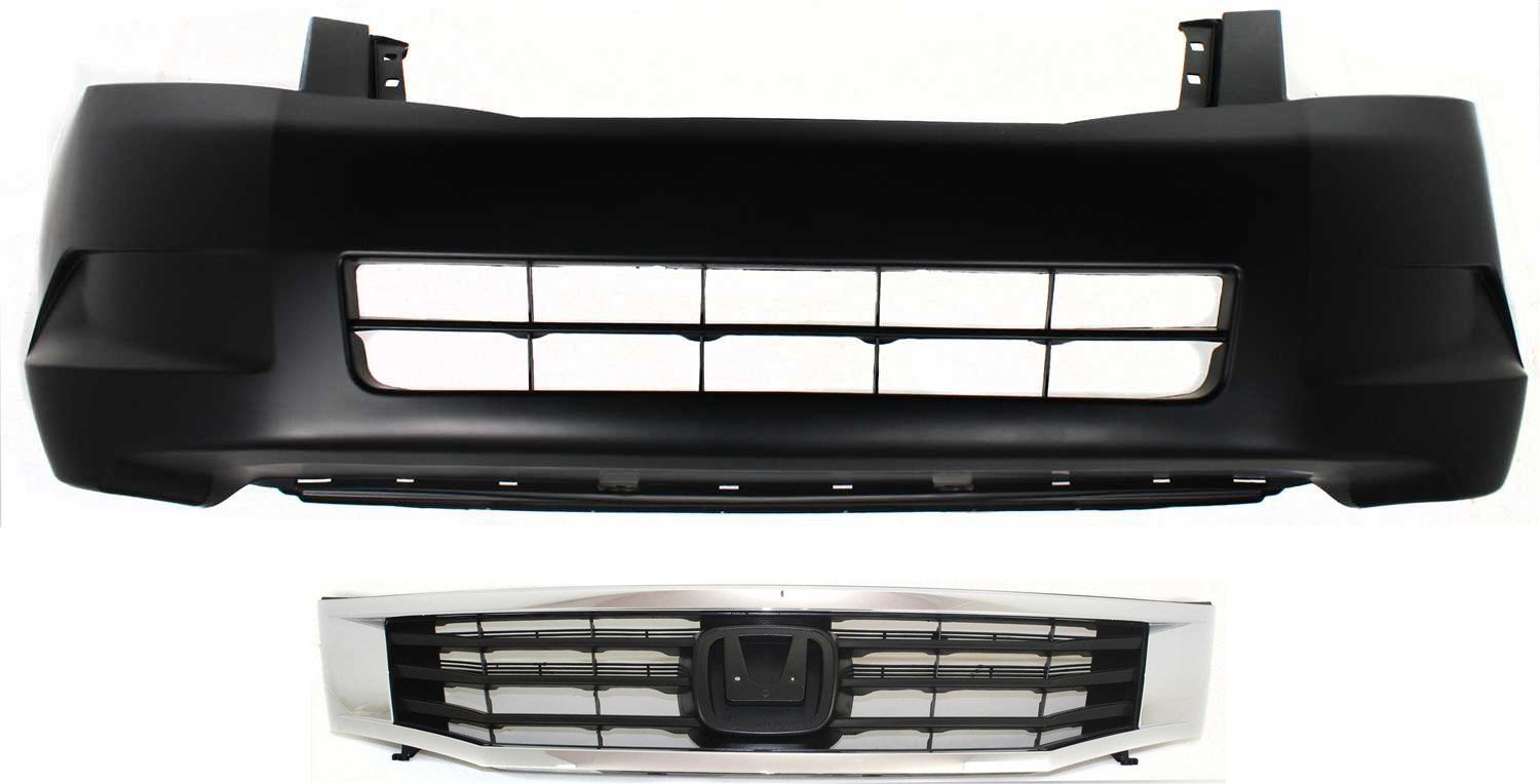 2-Piece Kit Grille with Bumper Cover for 2008-2010 Honda Accord Sedan, Replacement